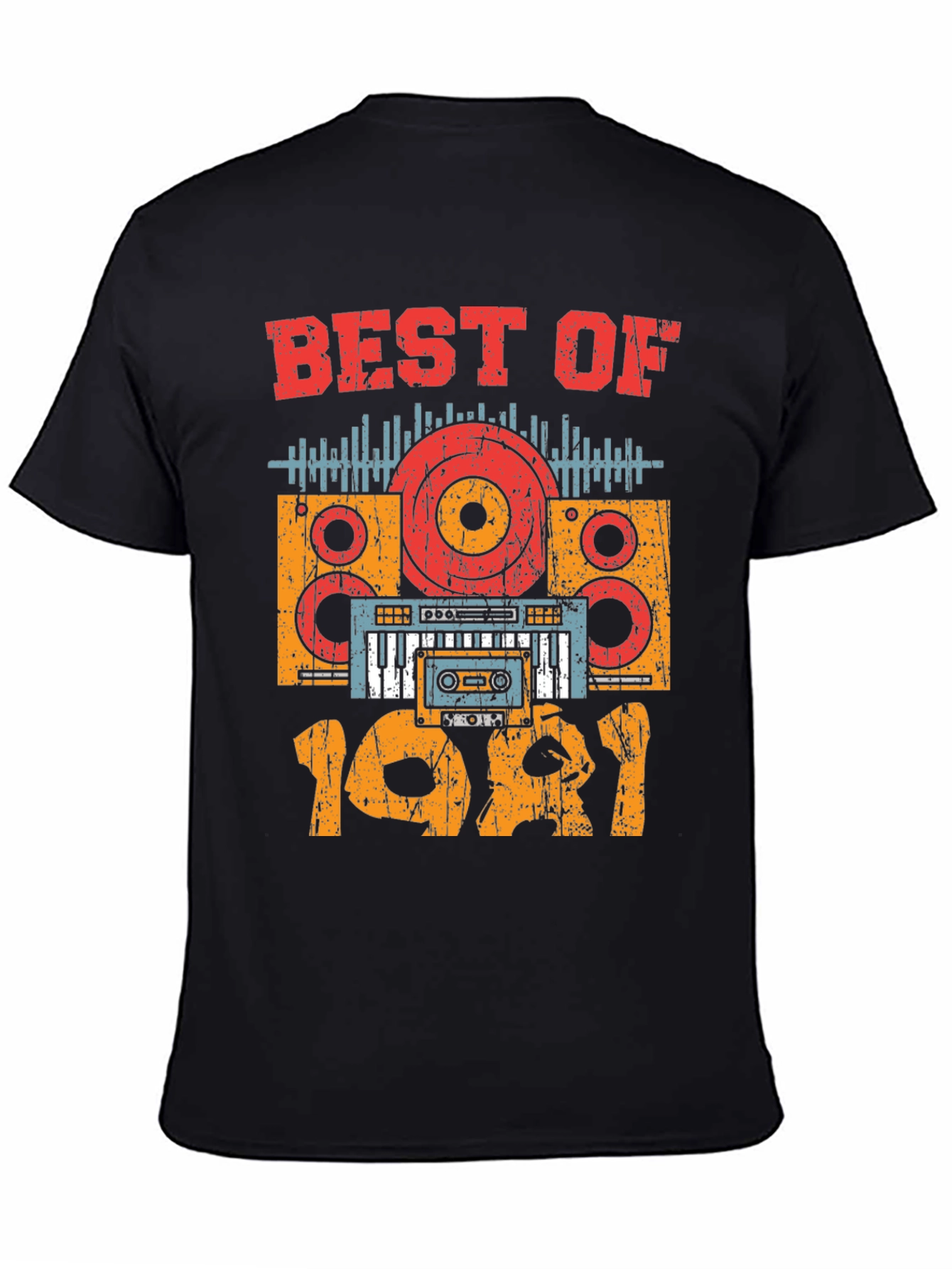 Black Best of 1981 Retro Music T-Shirt view 4