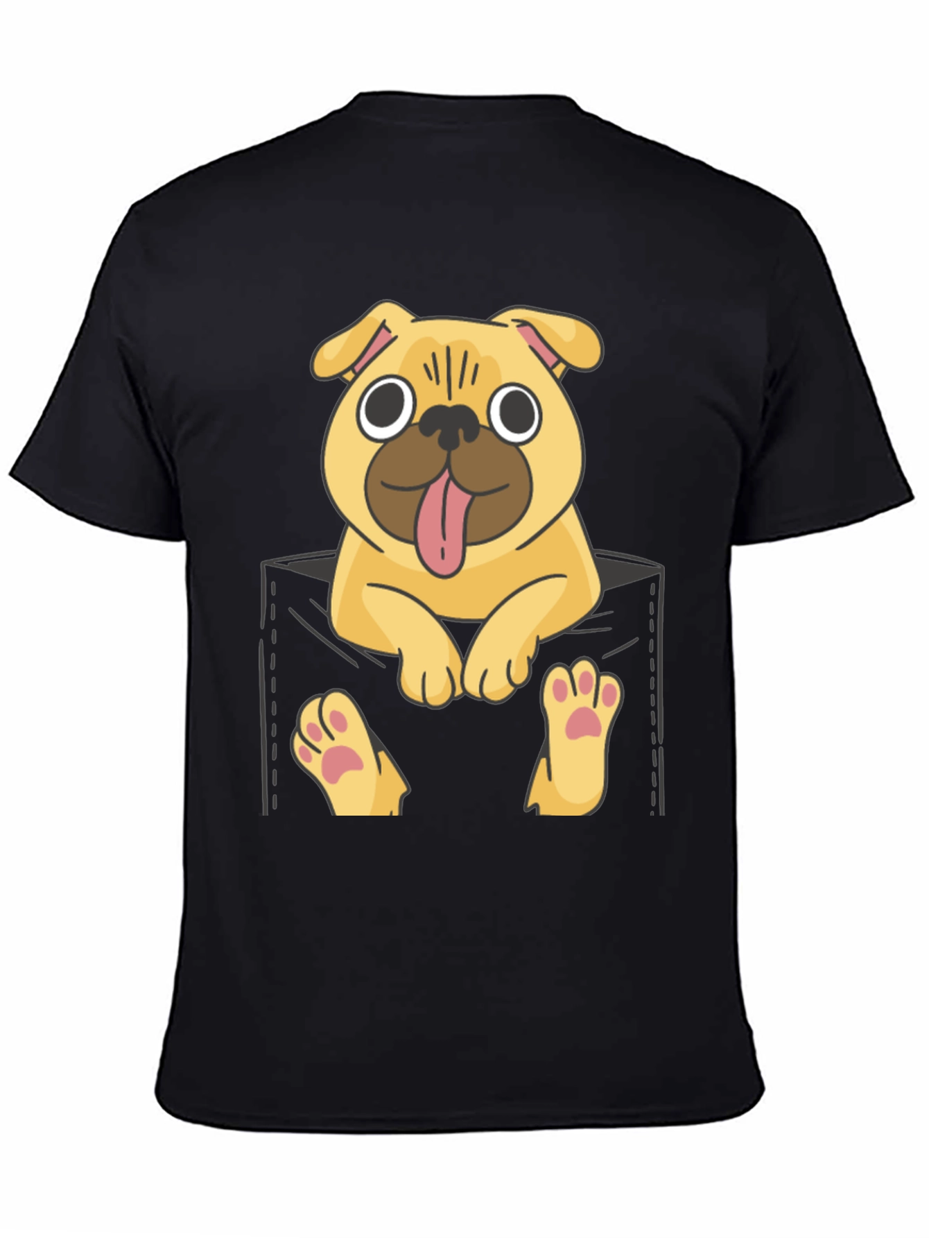 Black Pug in Pocket Graphic Tee - Fun & Casual view 4