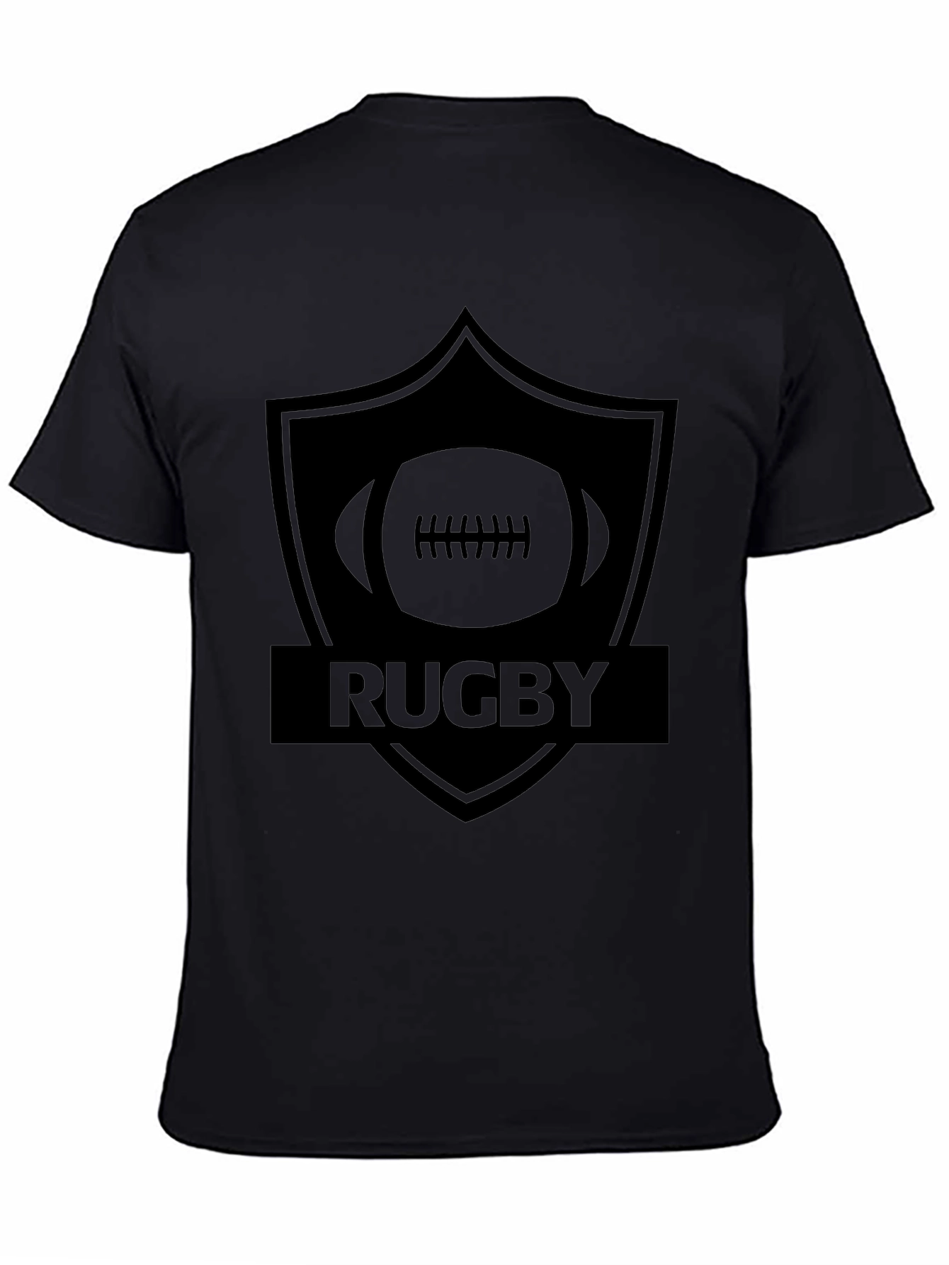 Black Rugby Shield Black Graphic T-Shirt view 4