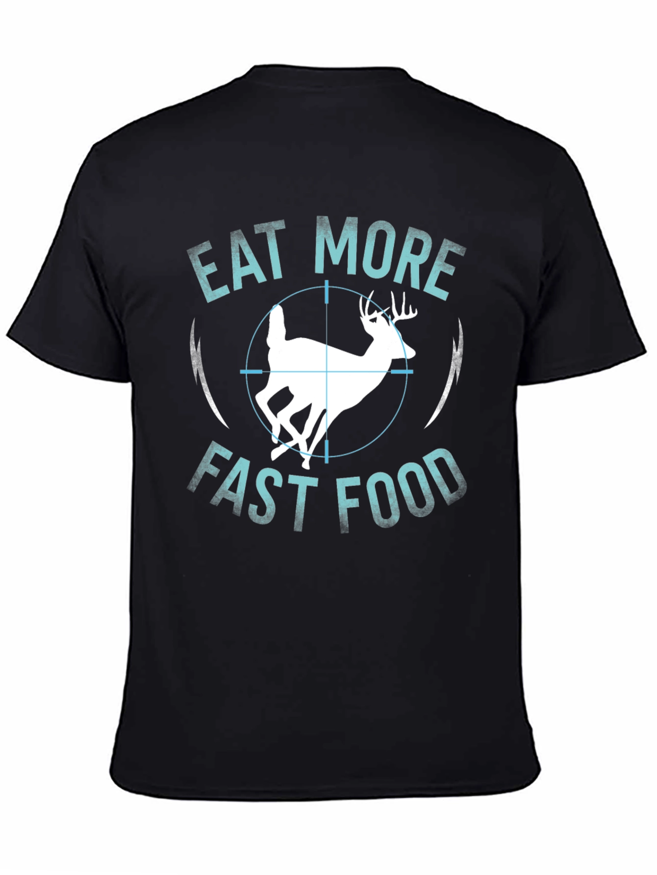 Black Eat More Fast Food Deer T-Shirt view 4