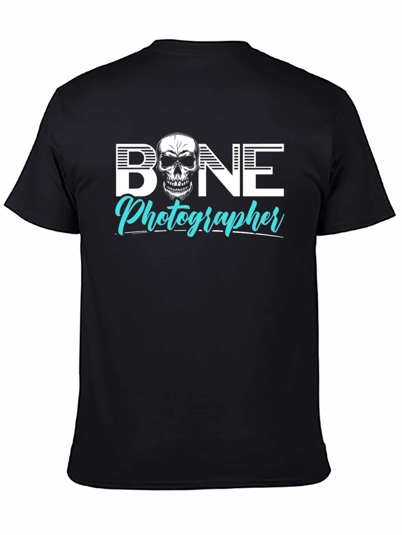 Black Bone Photographer Skull Graphic T-Shirt view 4
