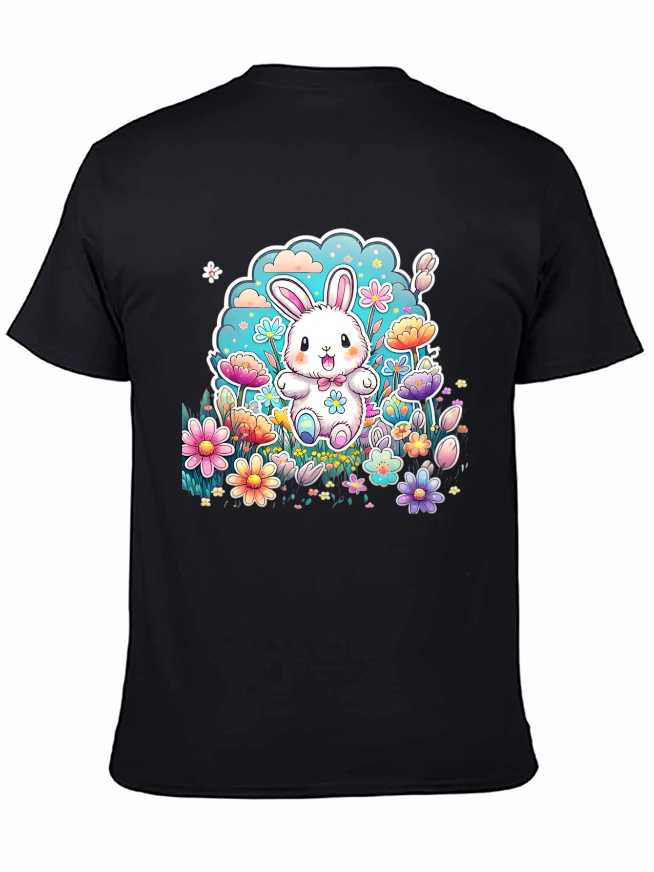 Camiseta Conejito Pascua Flores Diseño Infantil