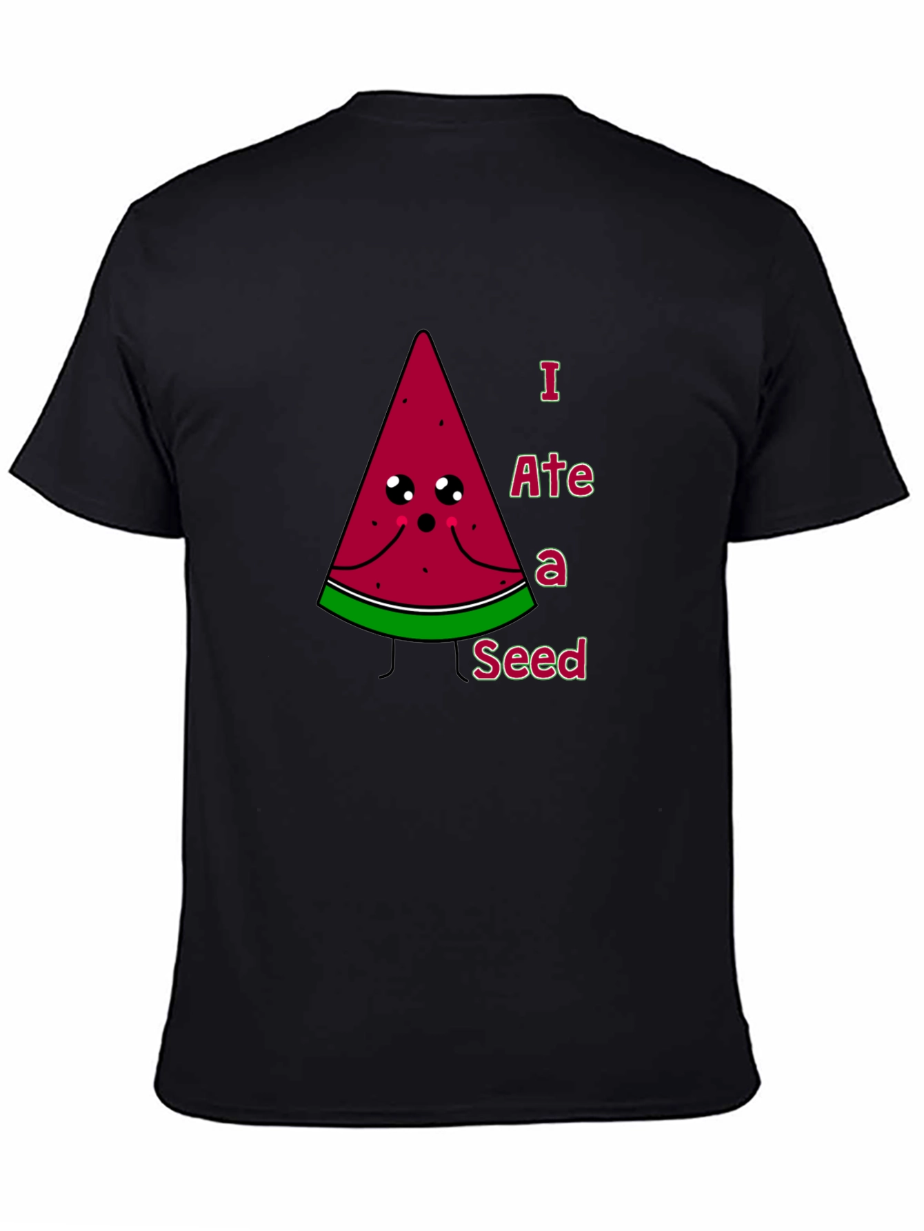 Black Funny Watermelon Seed T-Shirt view 4