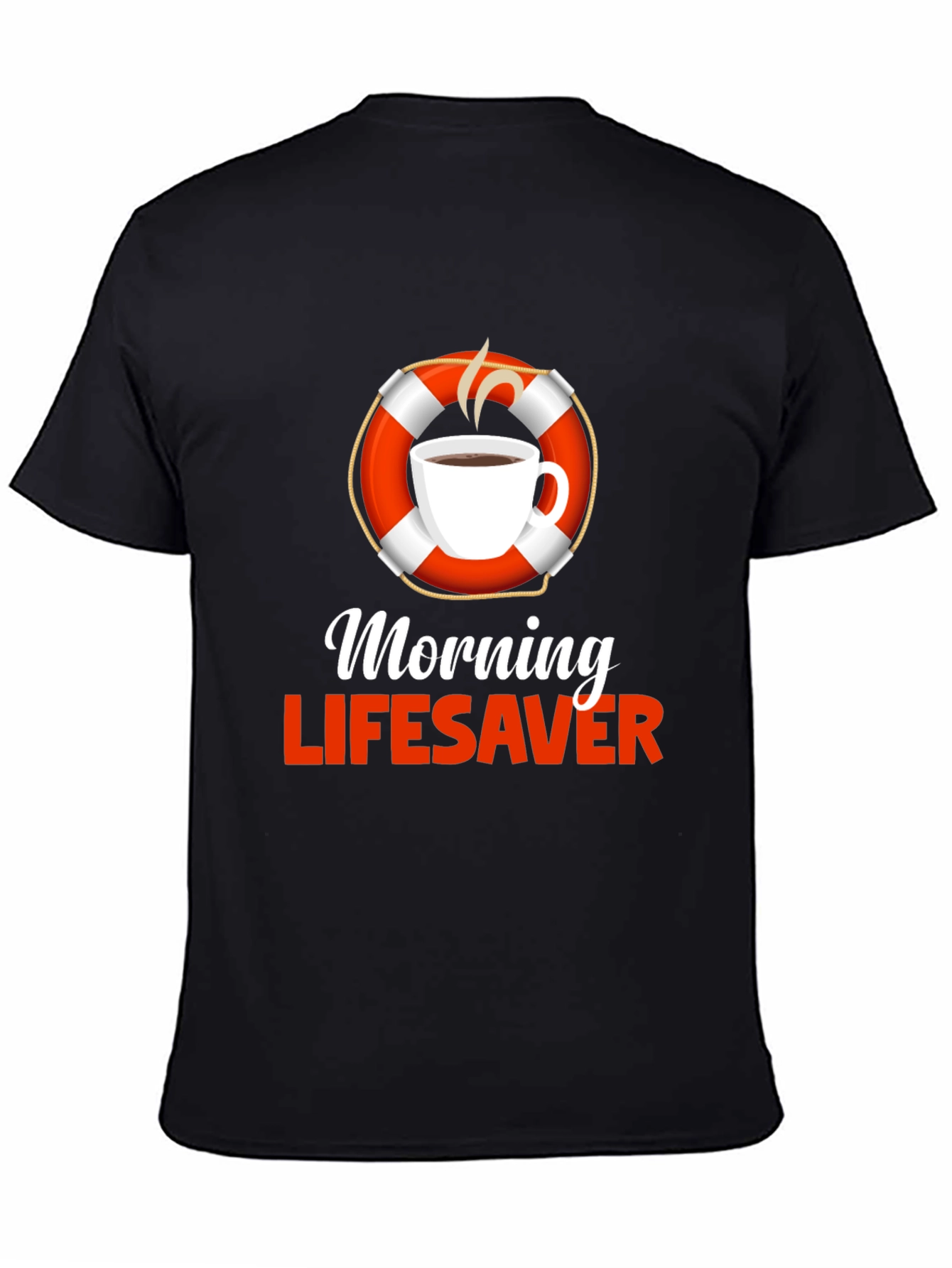 Black Morning Lifesaver T-Shirt - Coffee Lover Rescue Tee view 4