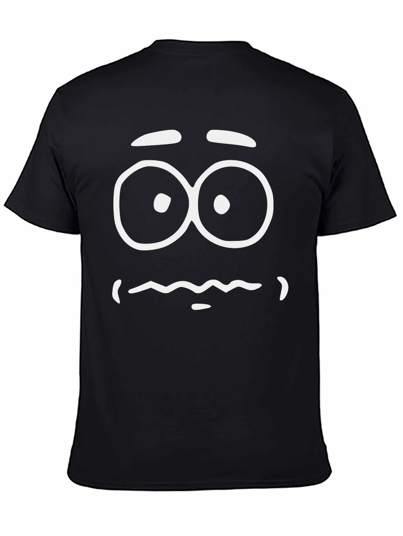 Black Funny Cartoon Face Graphic Tee - Black Cotton T-Shirt view 4
