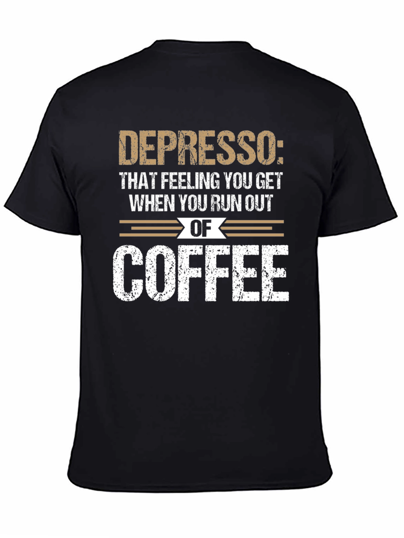 Black Depresso Coffee T-Shirt: Funny Caffeine Humor Tee view 4