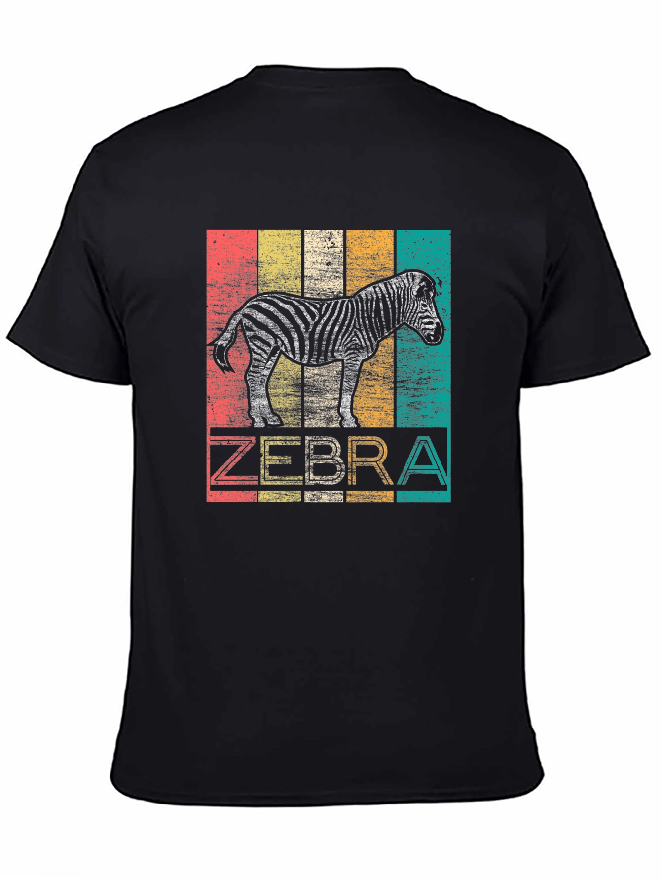 Black Retro Zebra T-Shirt - Vintage Animal Tee view 4