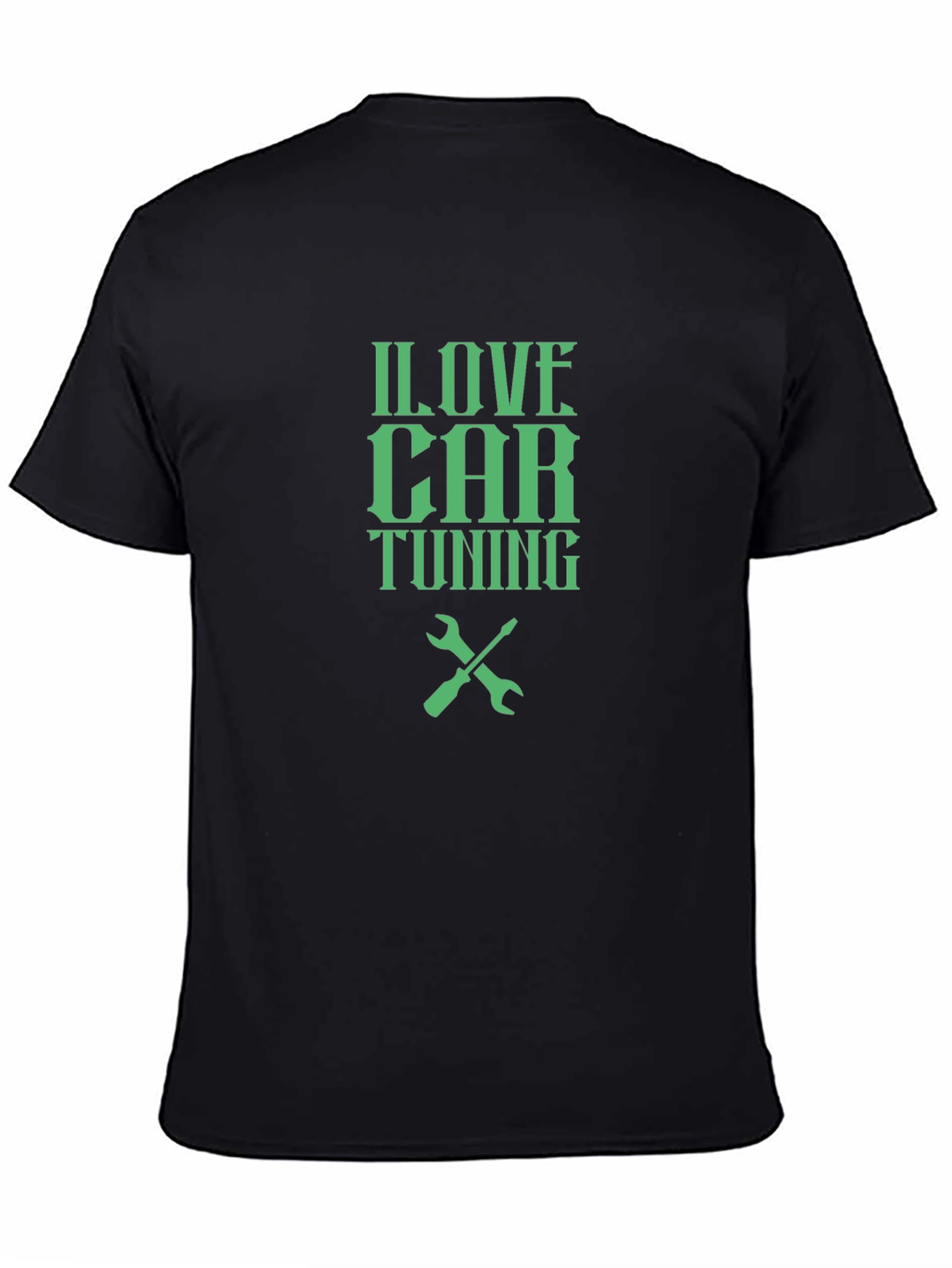 Black I Love Car Tuning T-Shirt - Black Crew Neck view 4