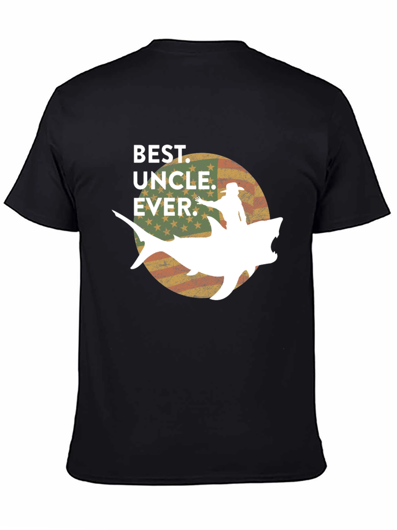 Black Best Uncle Ever Shark T-Shirt view 4