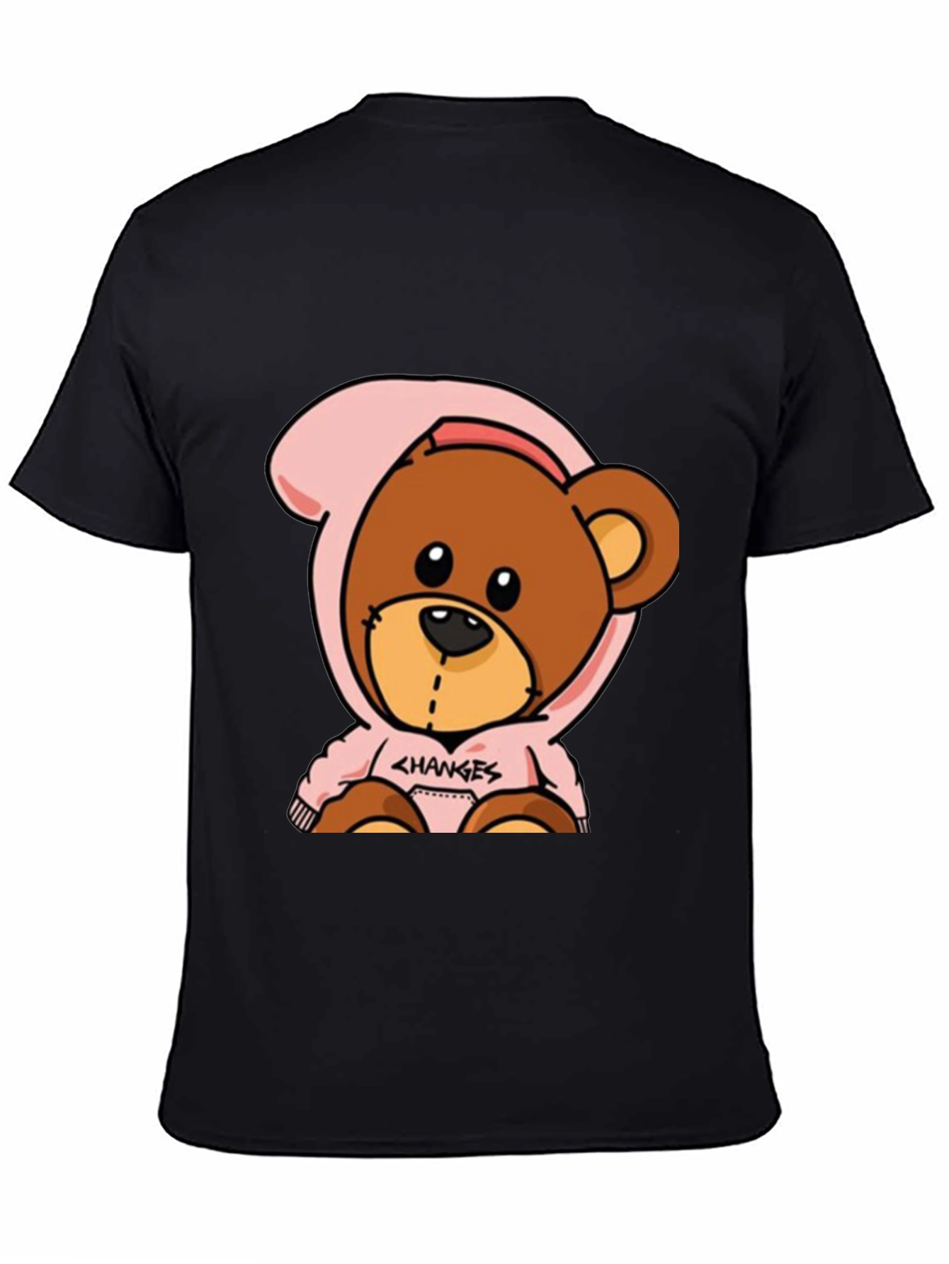 Black Cartoon Bear Graphic Tee view 4