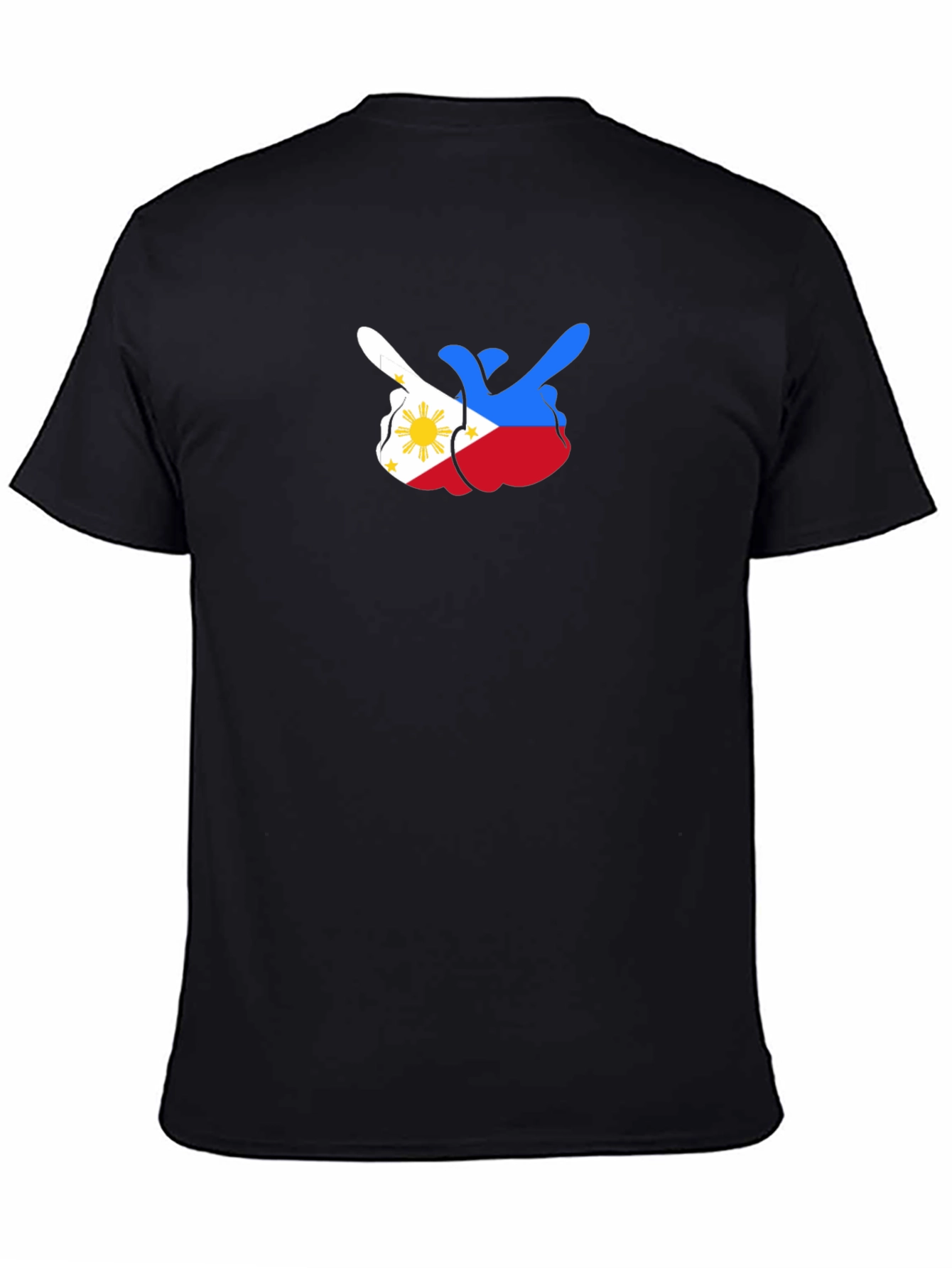 Black Philippines Flag Middle Finger Black Tee view 4