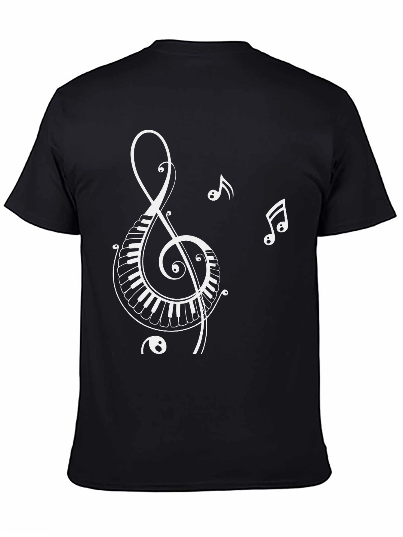 Black Musical Note Piano Key T-Shirt - Black view 4