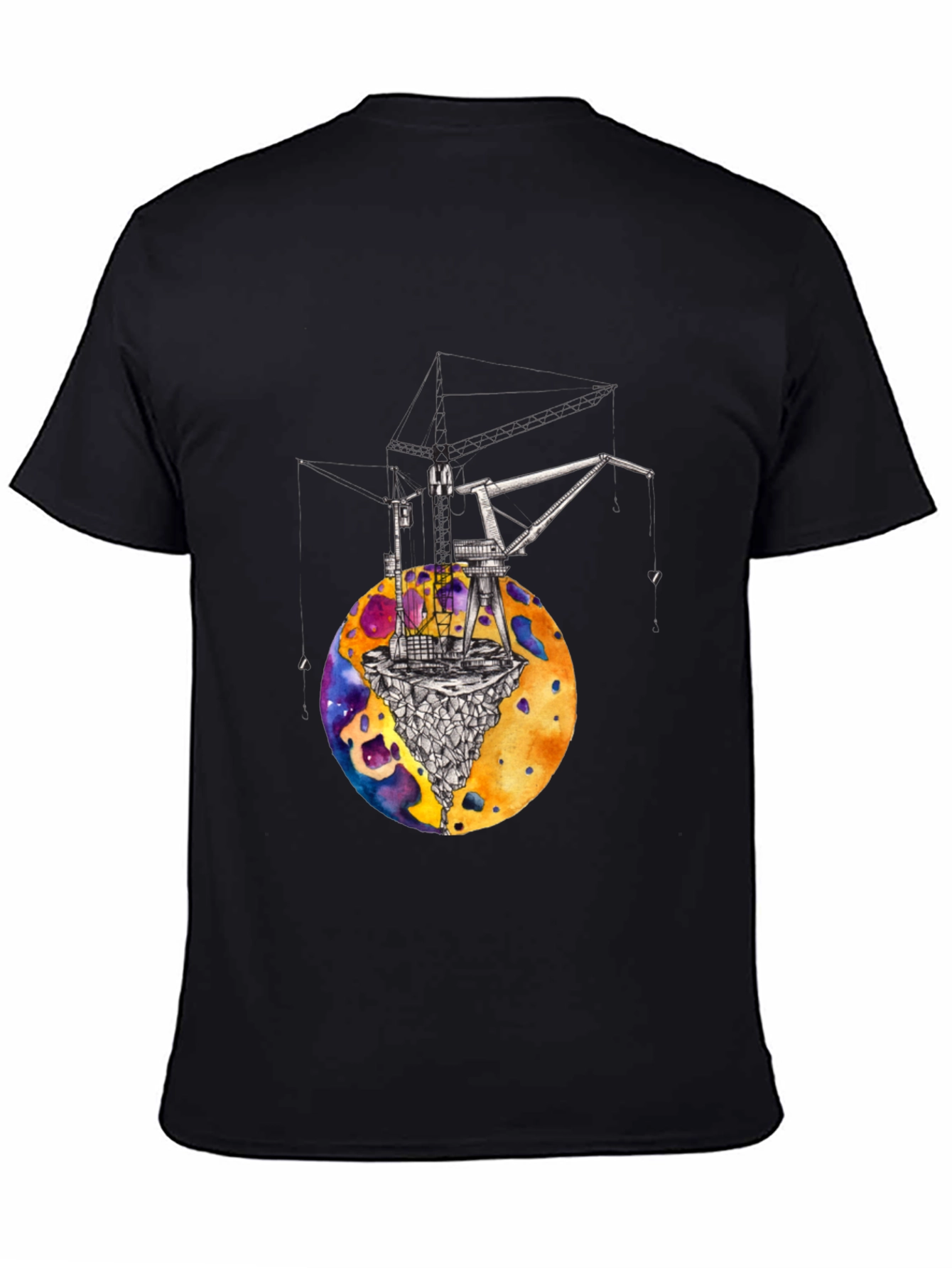 Black Cosmic Crane T-Shirt - Black Graphic Tee view 4