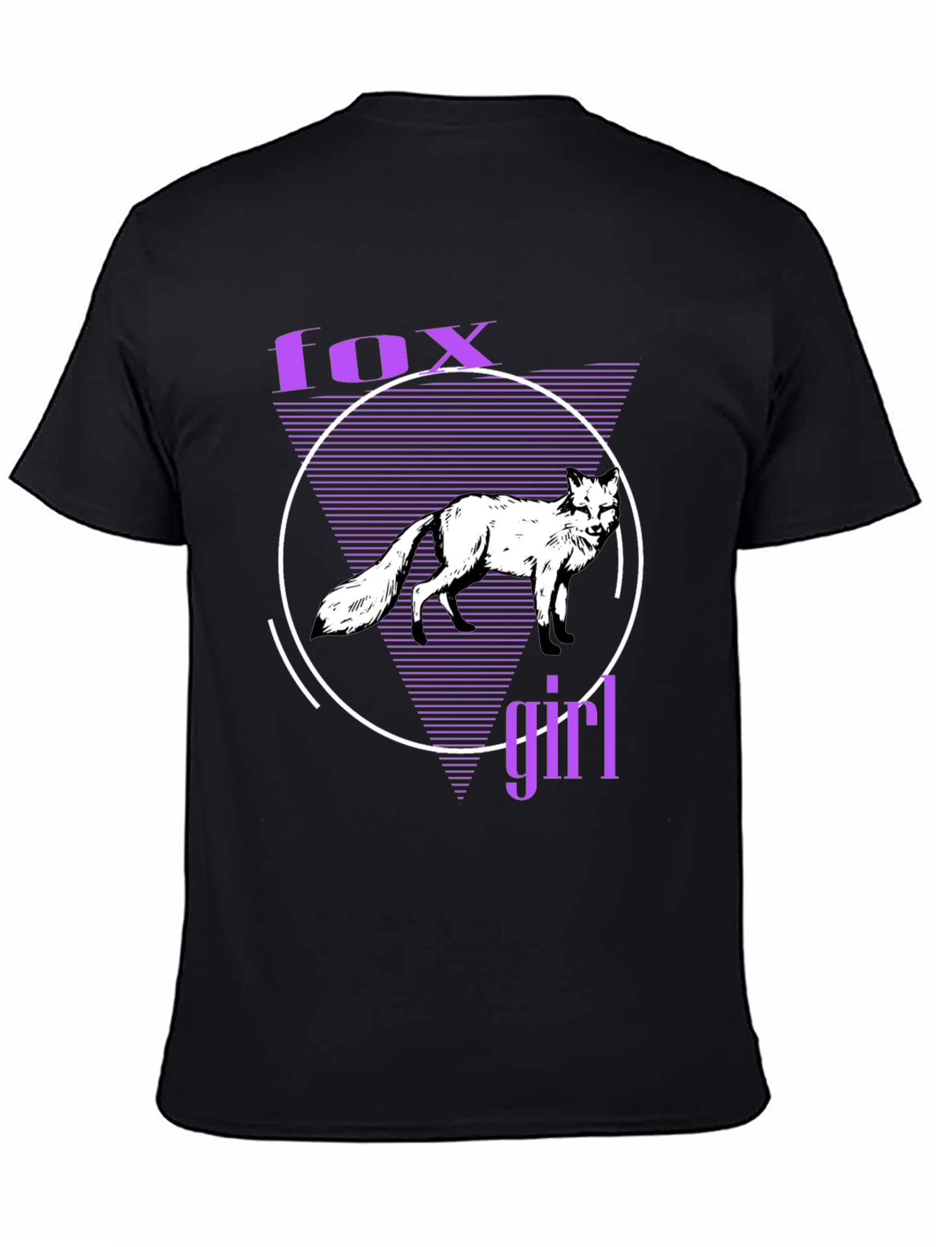 Black Fox Girl Graphic Tee - Black Cotton T-Shirt view 4