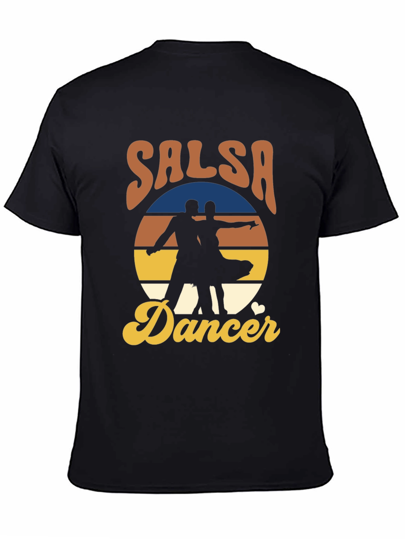 Black Salsa Dancer Retro T-Shirt - Dance the Night Away! view 4