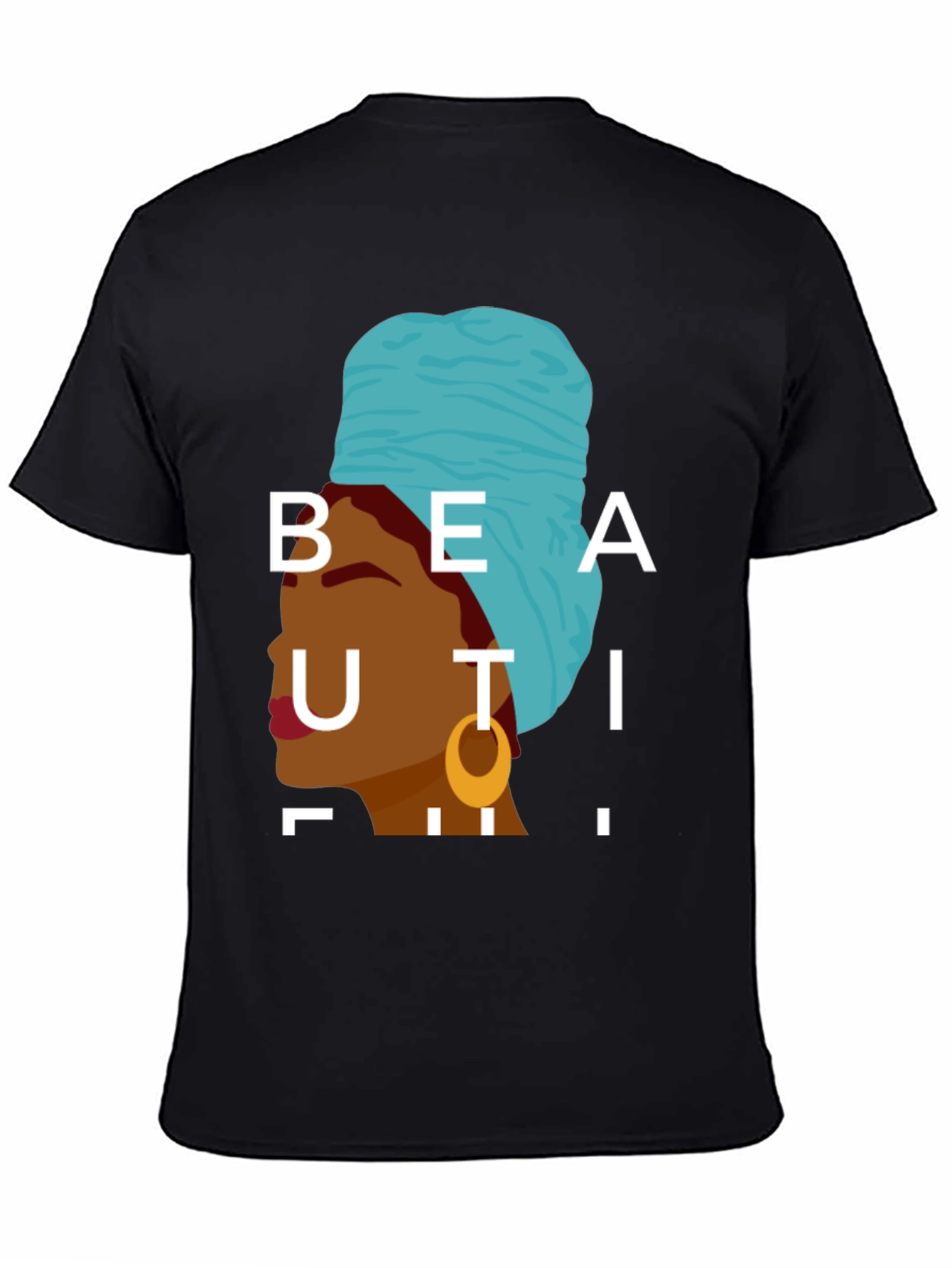 Black Beautiful Woman Graphic Tee - Stylish Black T-Shirt view 4