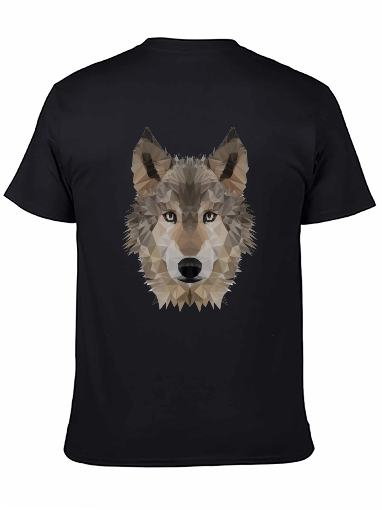 Black Geometric Wolf Head Graphic Tee - Black view 4