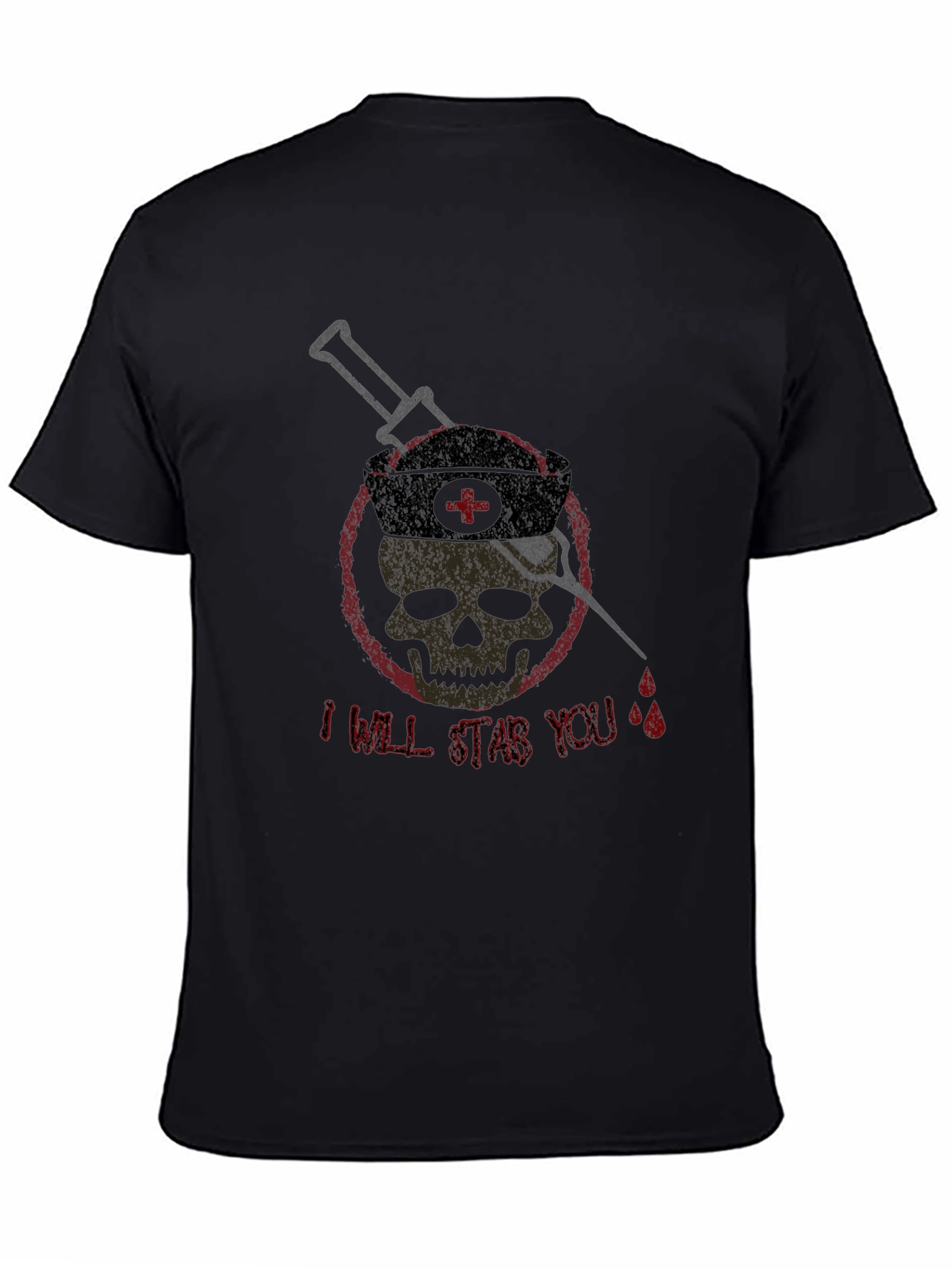 Black I Will Stab You Graphic Tee - Unisex Black T-Shirt view 4