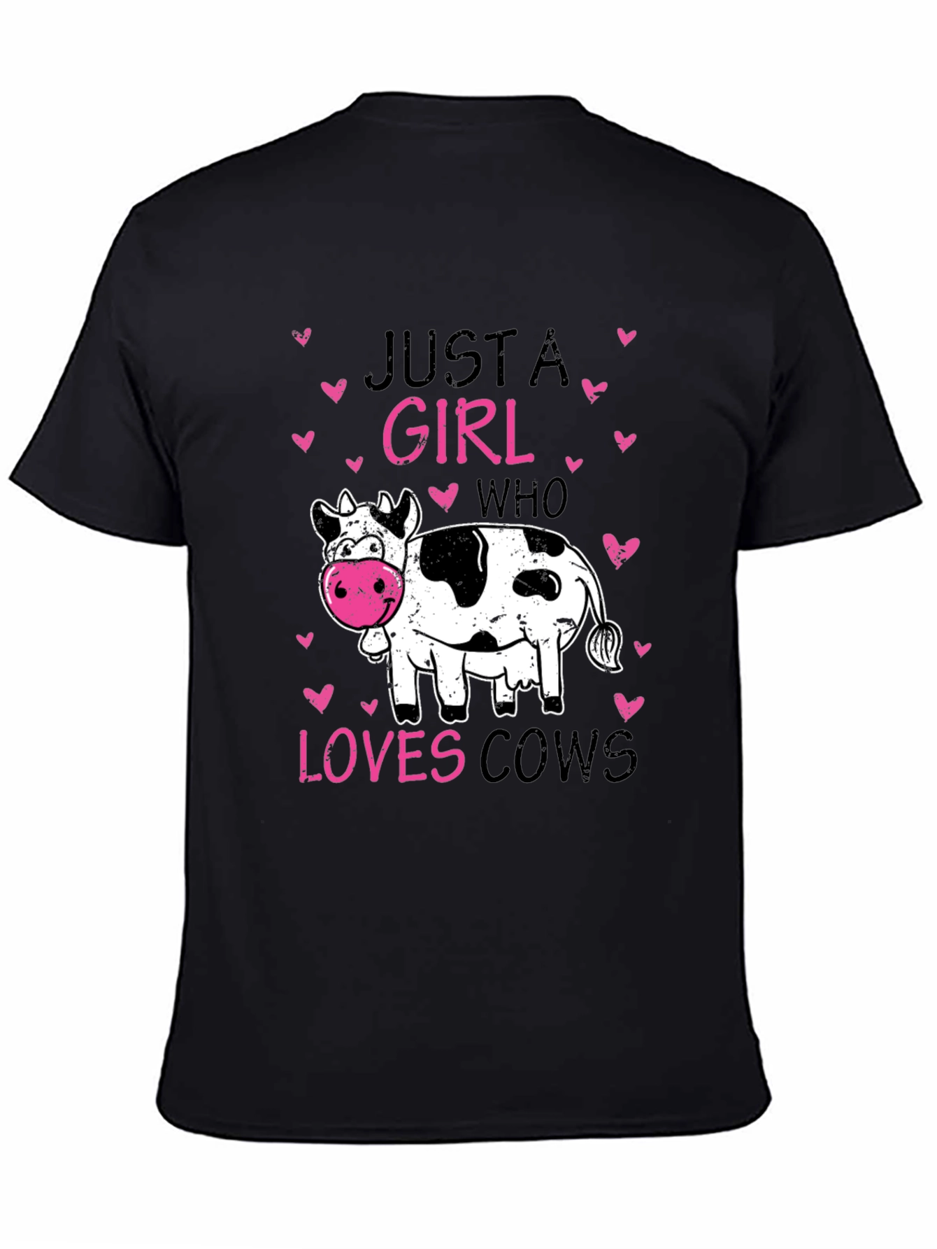 Black Just A Girl Who Loves Cows T-Shirt view 4