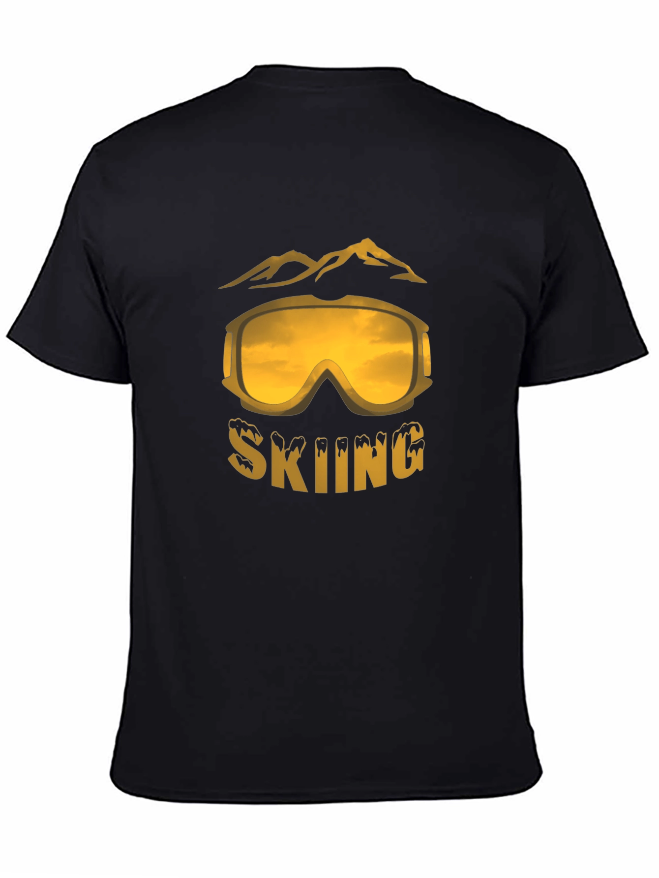 Black Skiing Graphic Tee - Black Cotton Blend T-Shirt view 4