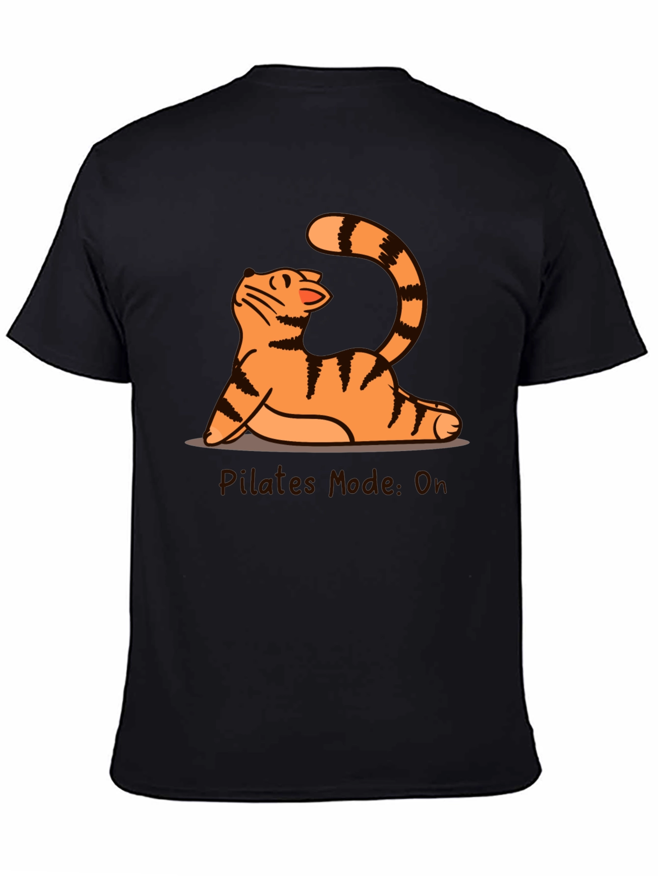 Black Pilates Mode On Cat T-Shirt view 4