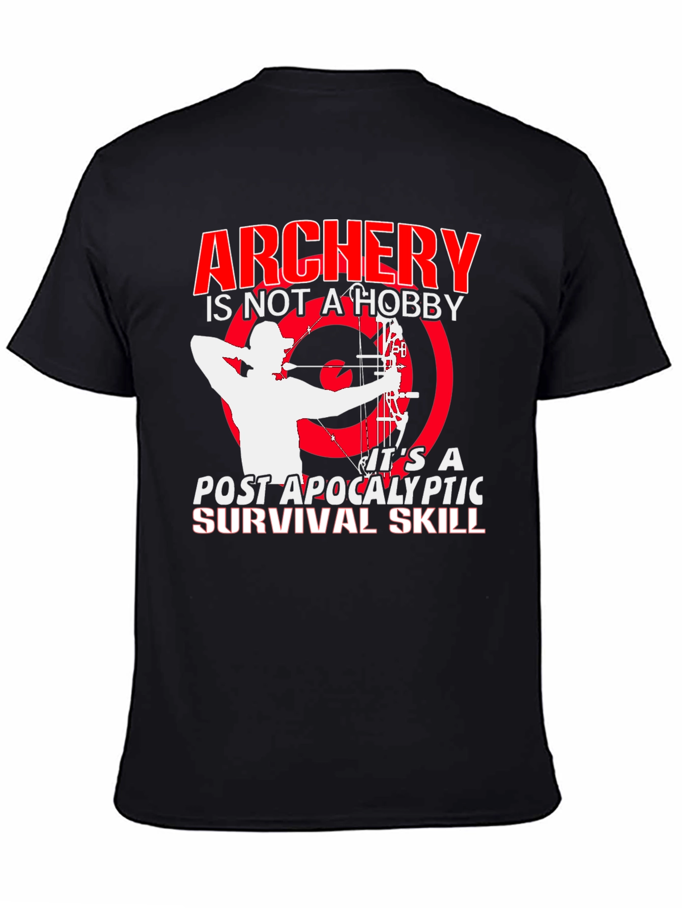 Black Archery Post Apocalyptic Survival Skill Graphic T-Shirt view 4