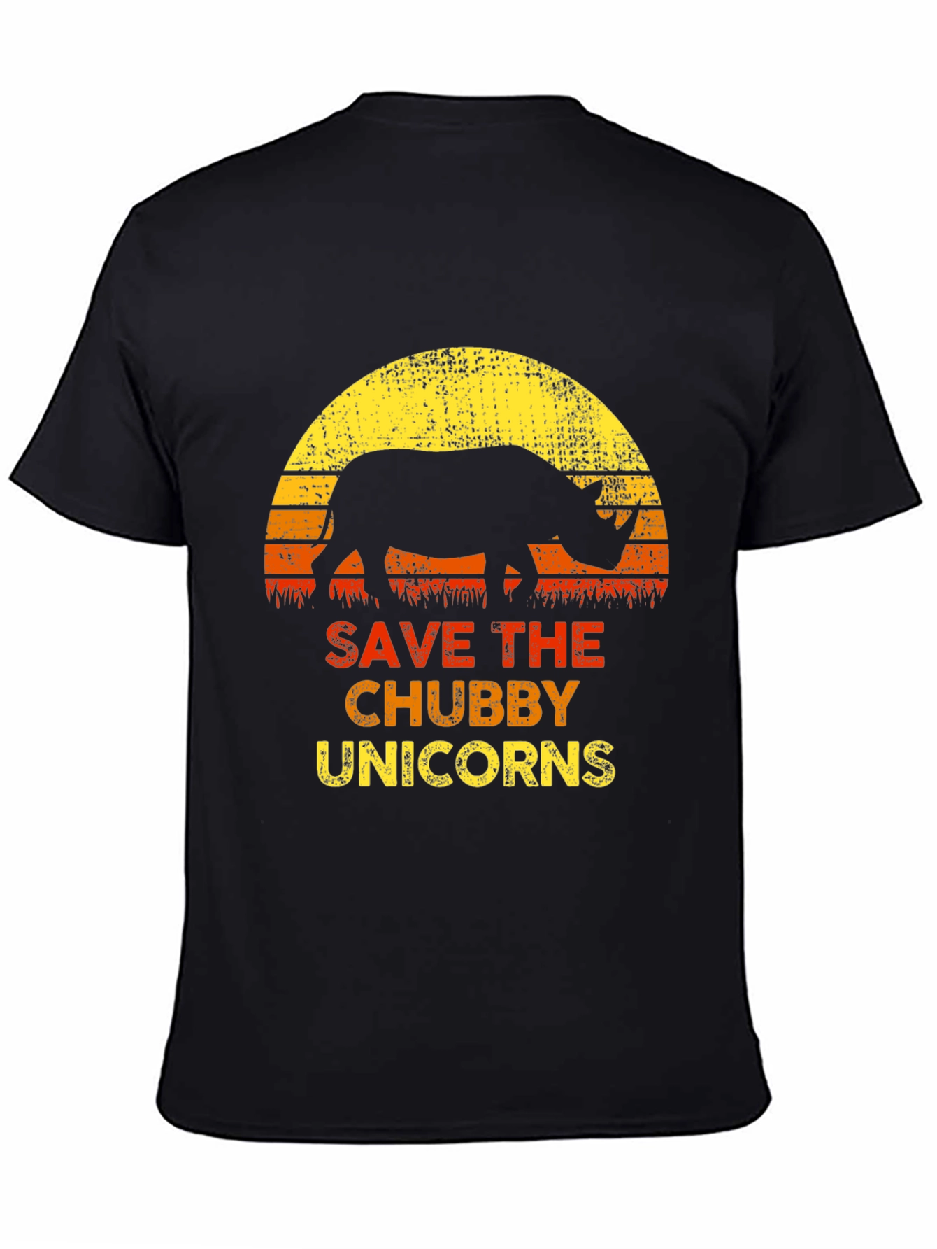 Black Save The Chubby Unicorns Black T-Shirt view 4