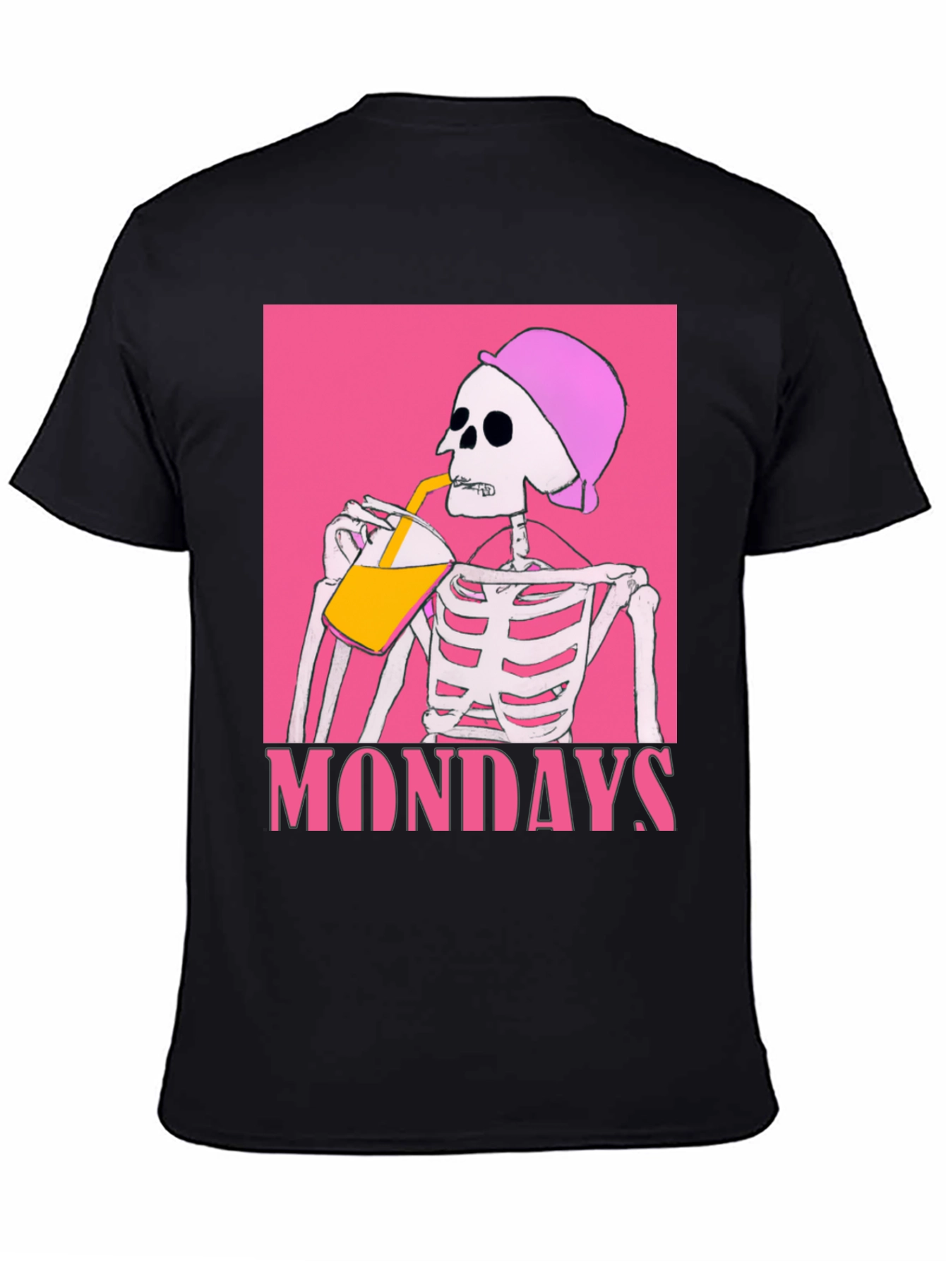 Black Mondays Skeleton Drink Tee - Black Graphic T-Shirt view 4