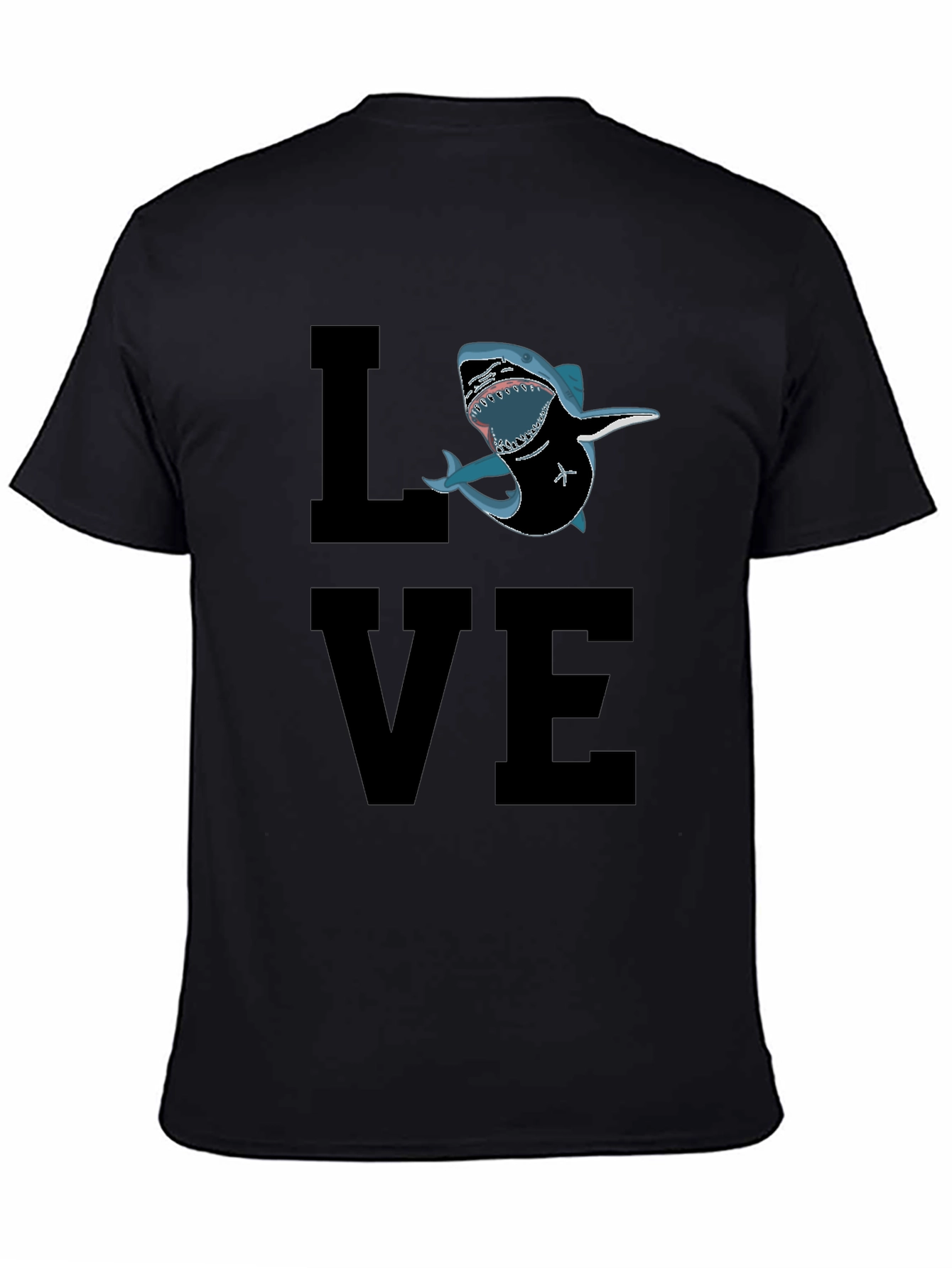 Black Shark Love Graphic T-Shirt - Black Cotton Tee view 4