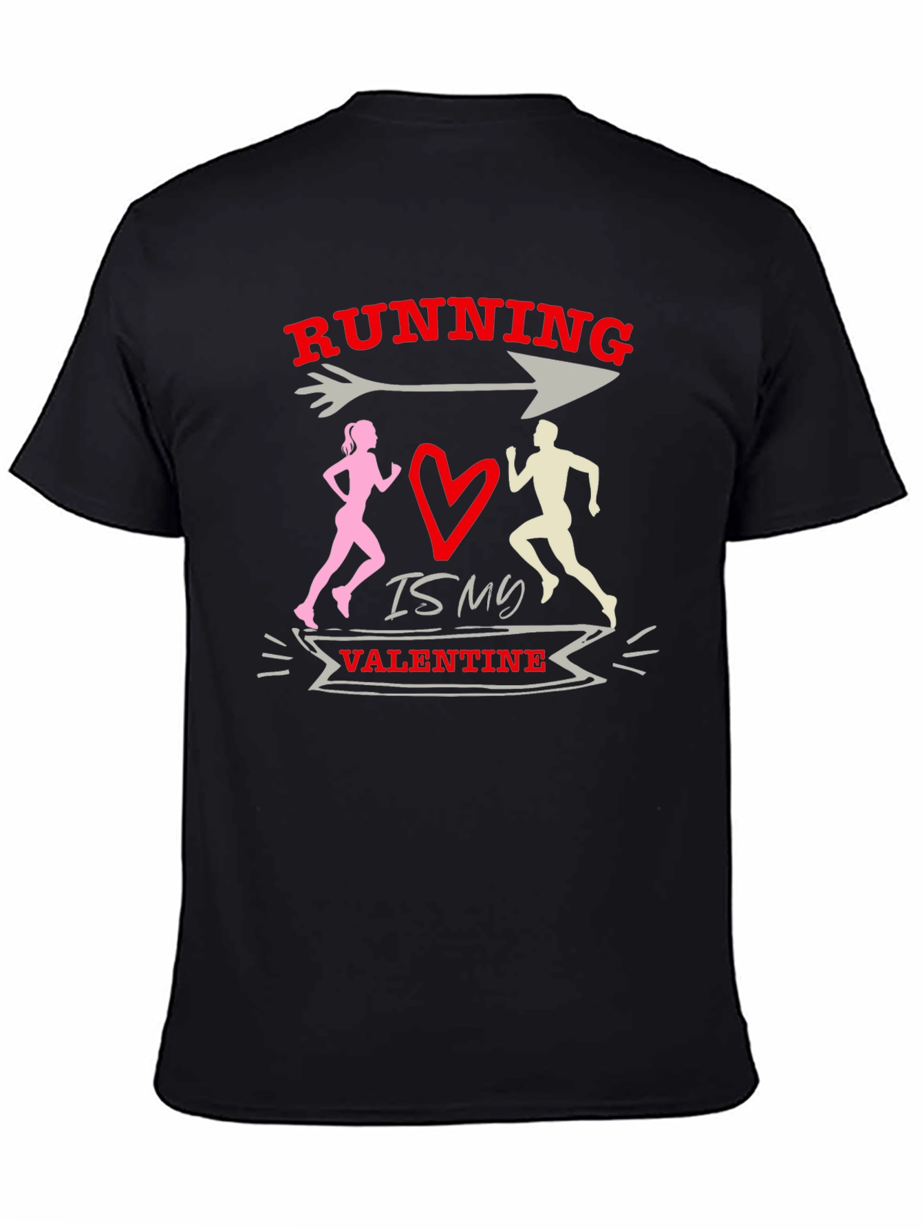Black Running is My Valentine Graphic Tee - Black view 4