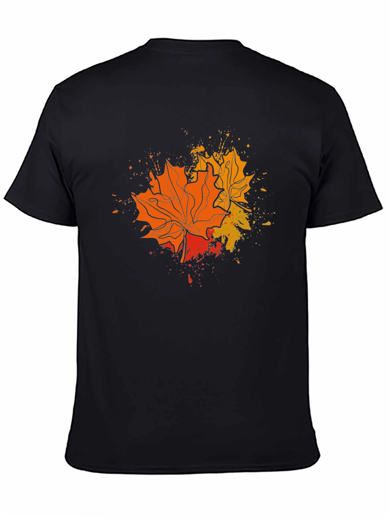 Black Fall Leaves Graphic Tee - Black T-Shirt view 4