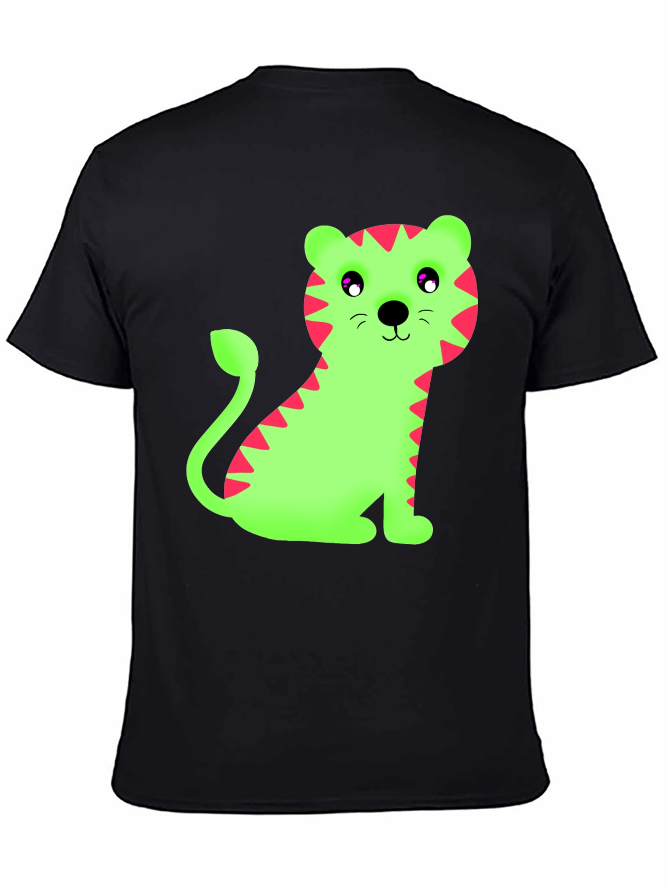 Black Cartoon Tiger Graphic Tee - Fun Black T-Shirt view 4