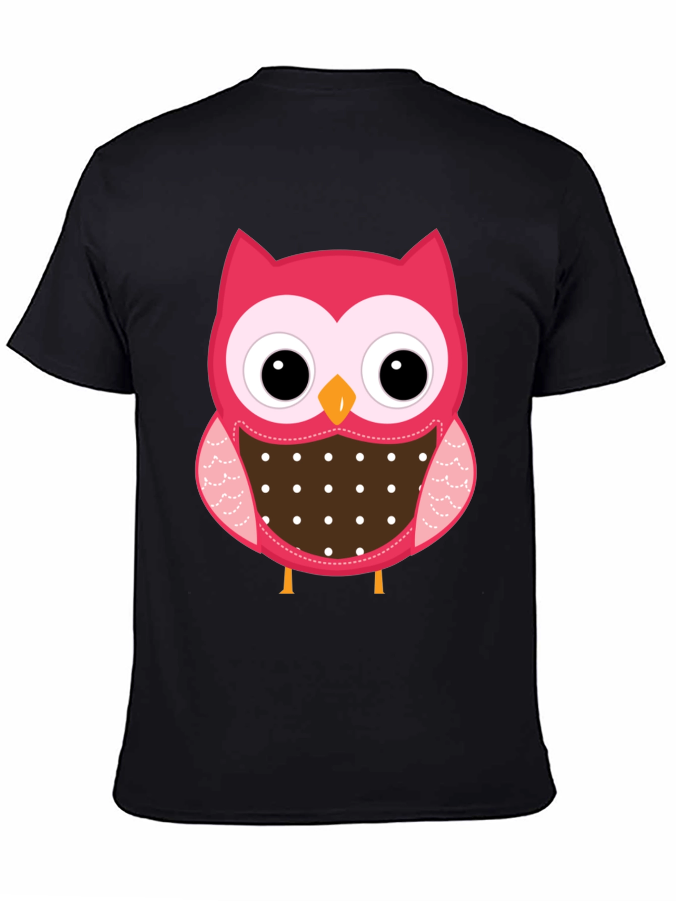 Black Cute Owl Graphic Print Black T-Shirt view 4