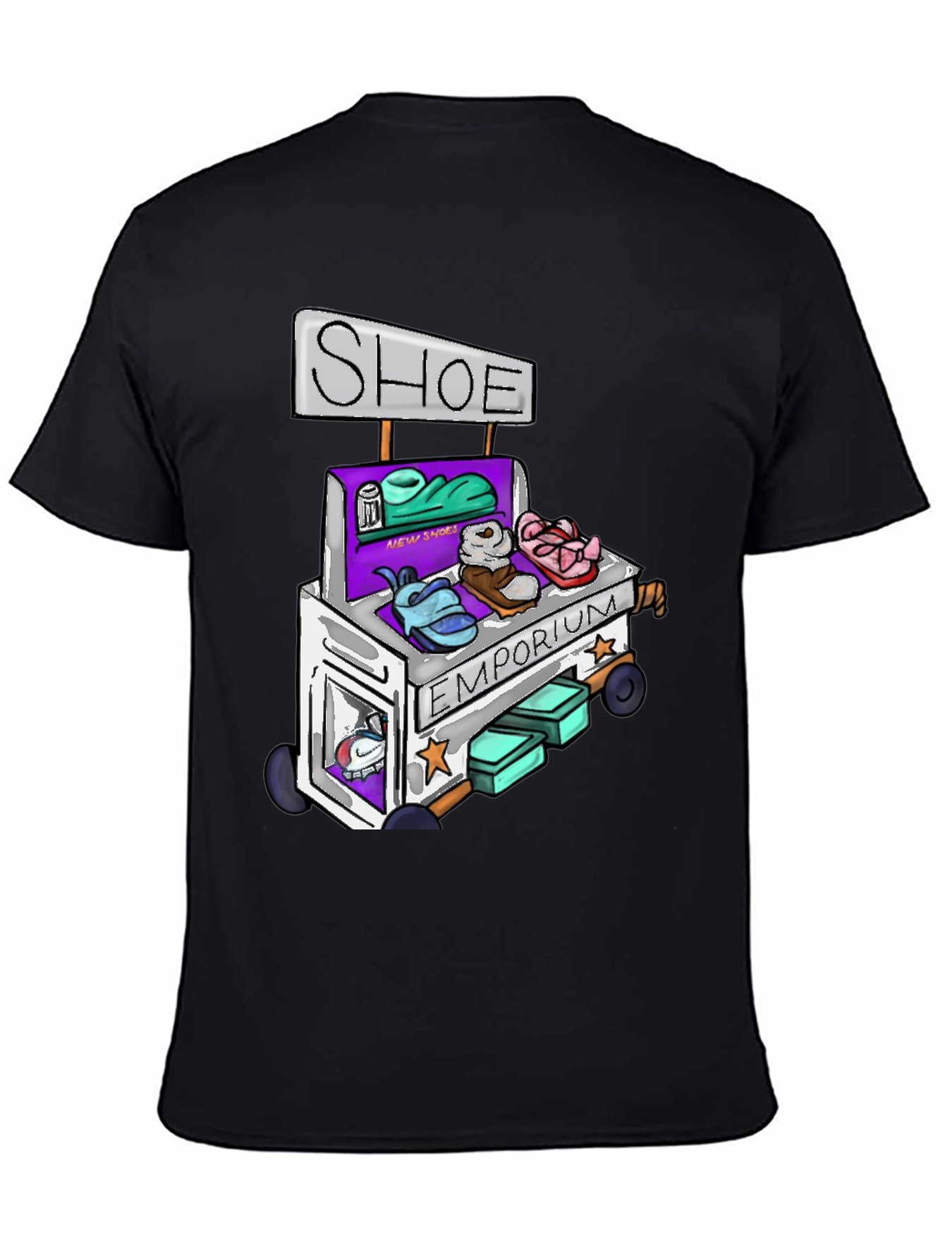 Black Shoe Emporium Tee - Unique Cartoon Design view 4
