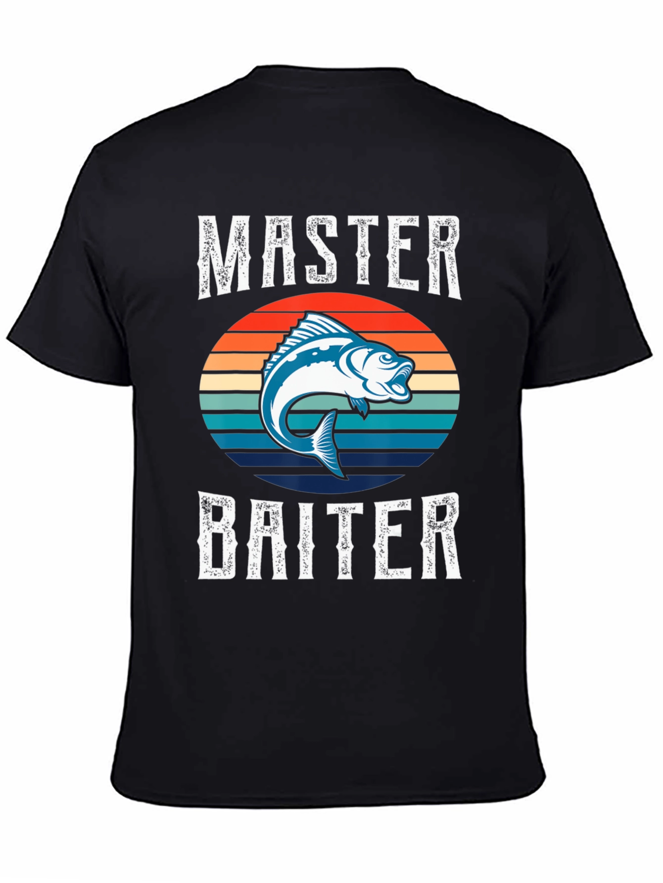Black Master Baiter Fishing Graphic T-Shirt view 4
