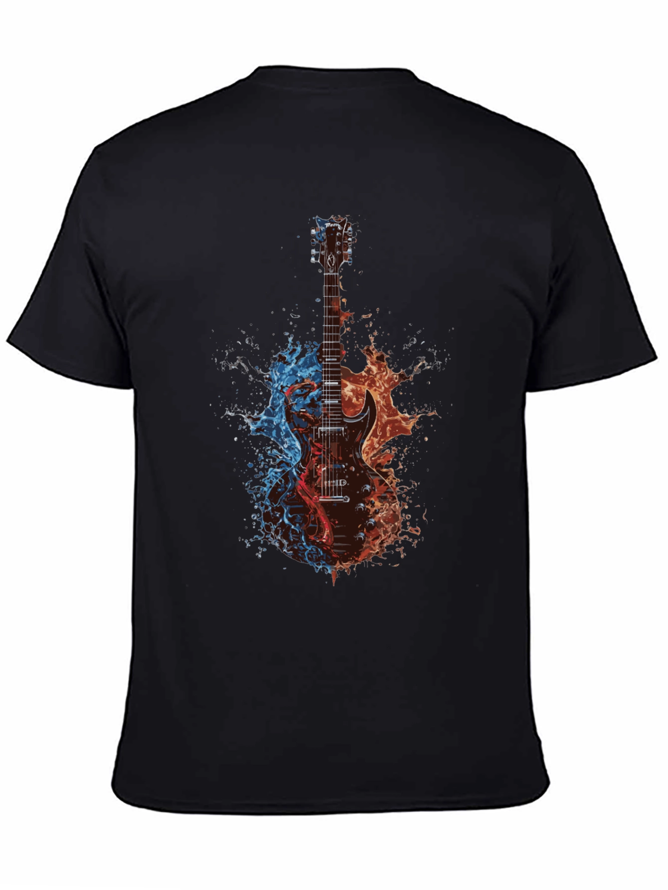 Black Fiery Guitar T-Shirt - Music Lover Tee view 4