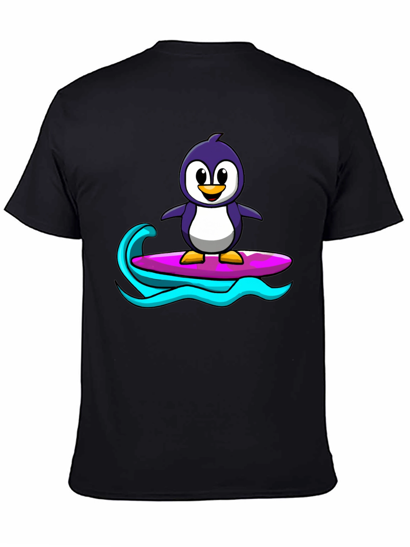 Black Penguin Surfing Graphic Tee - Black view 4