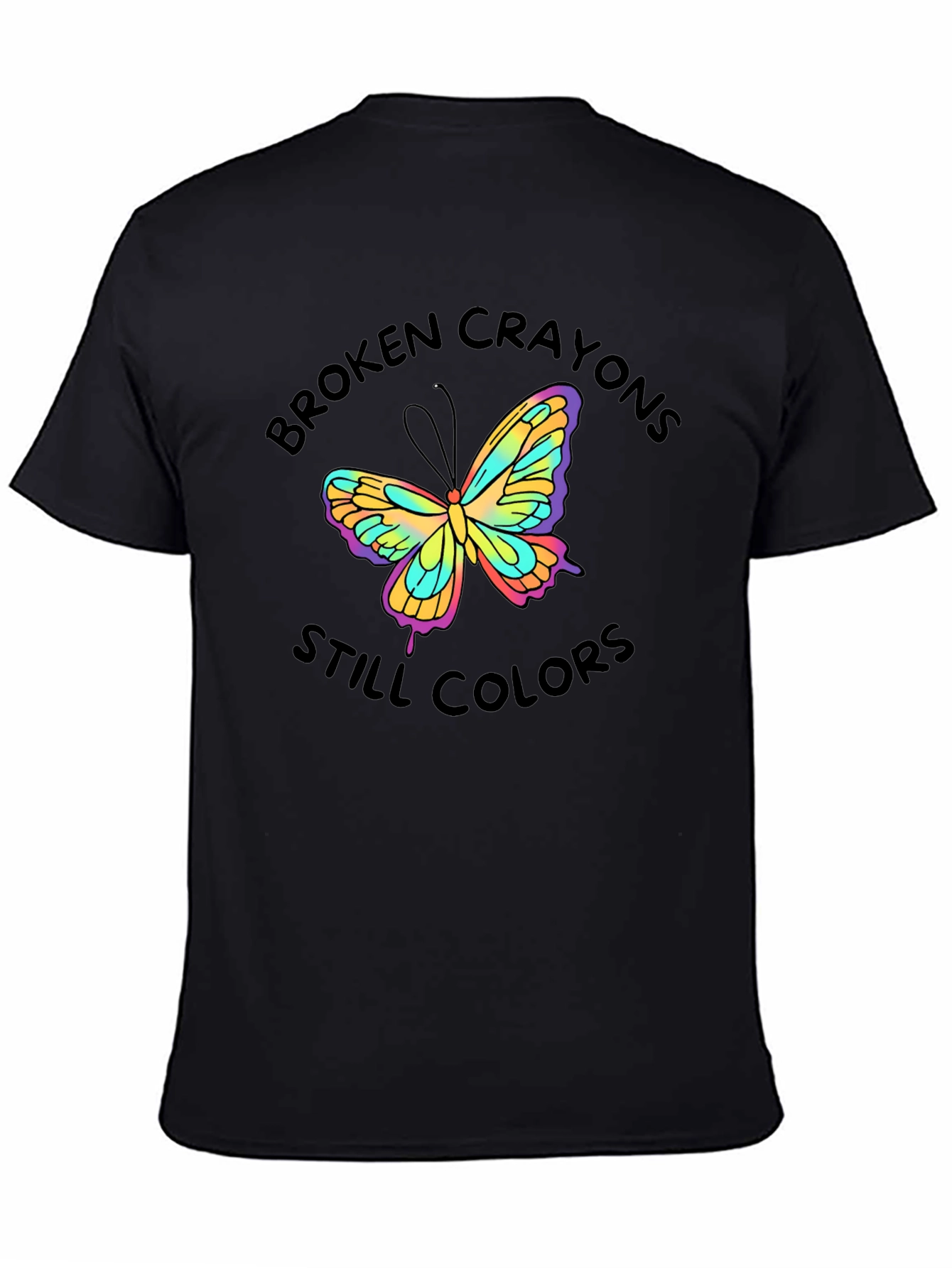 Black Broken Crayons Still Colors Butterfly T-Shirt view 4