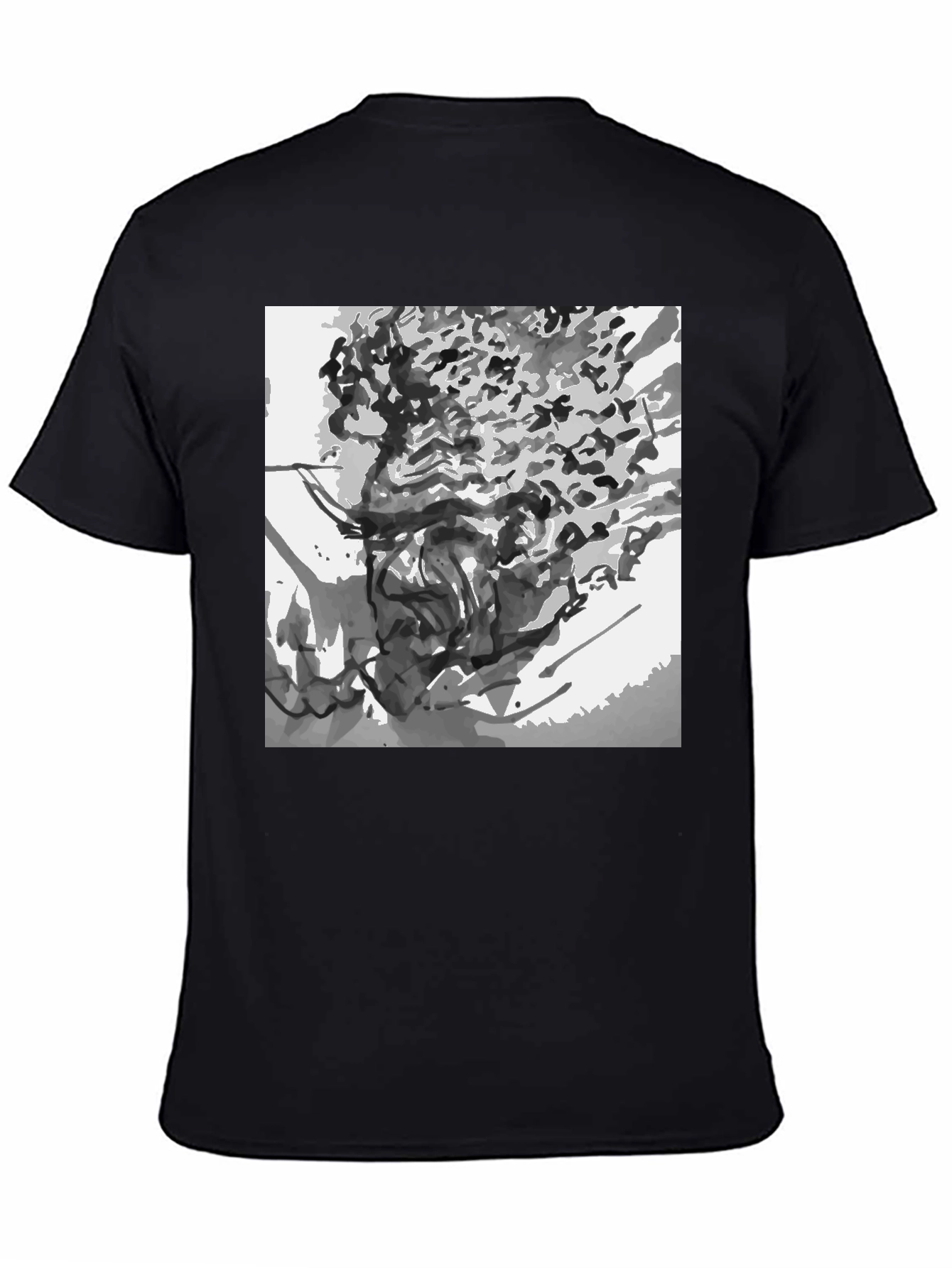 Black Abstract Art Black Cotton T-Shirt view 4
