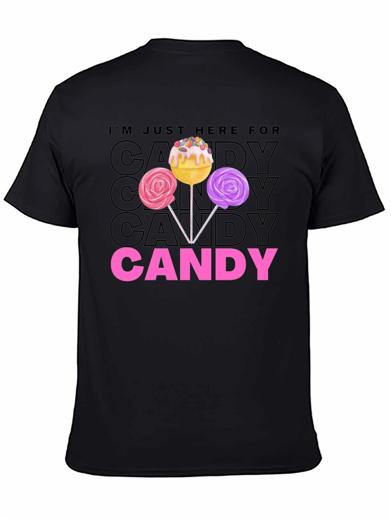 Black Candy Lover T-Shirt - Just Here For Candy Tee view 4