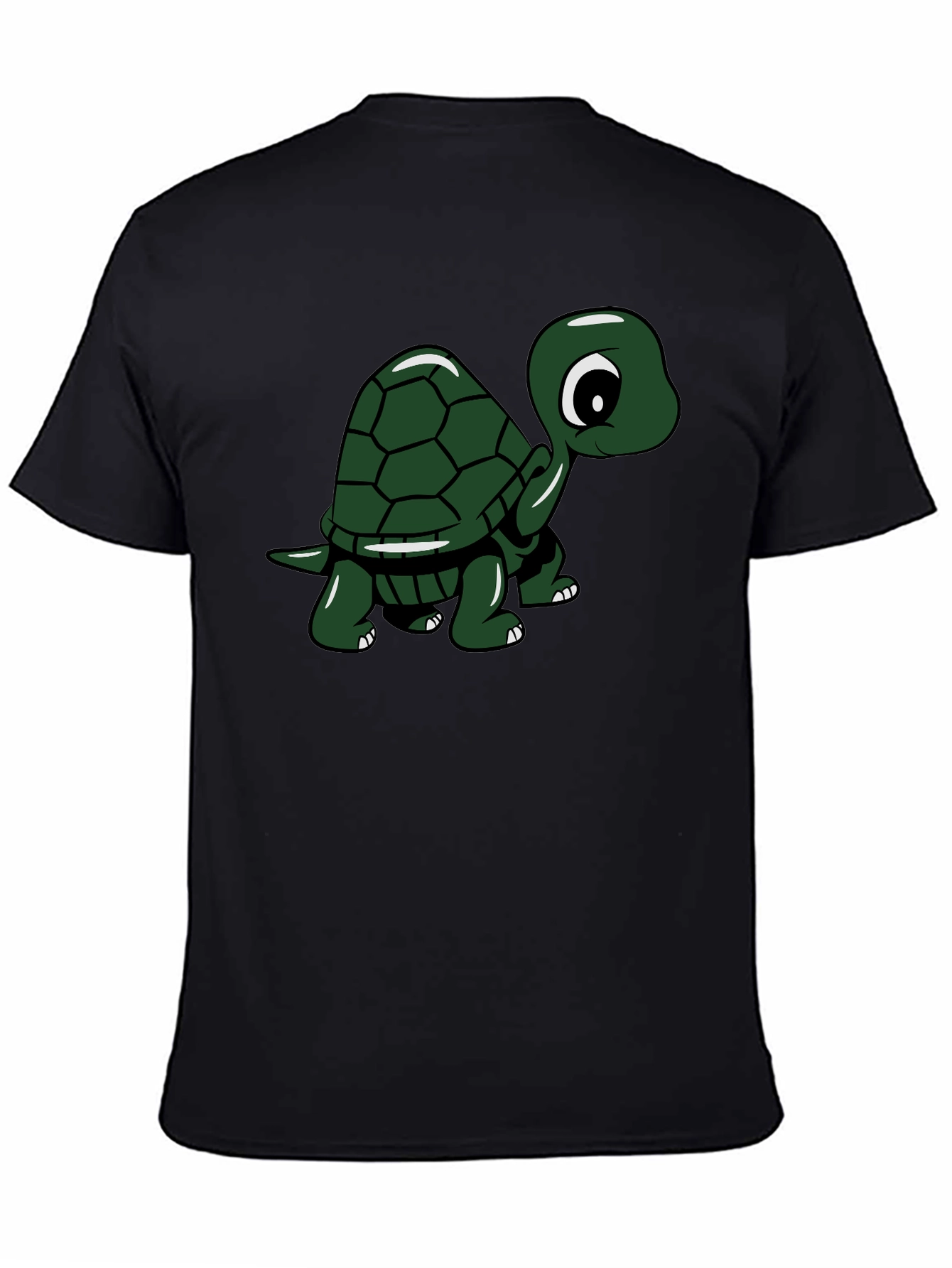 Black Cute Turtle Graphic Tee - Black Cotton T-Shirt view 4