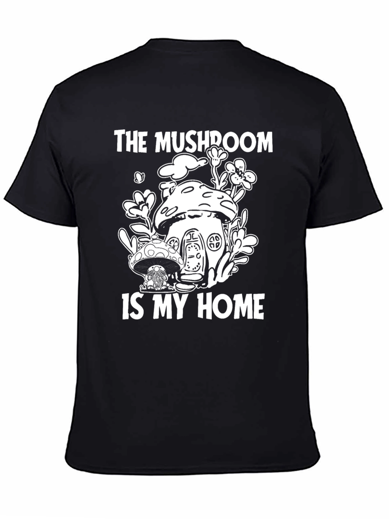 Black Mushroom Home T-Shirt - Nature Lover Tee view 4