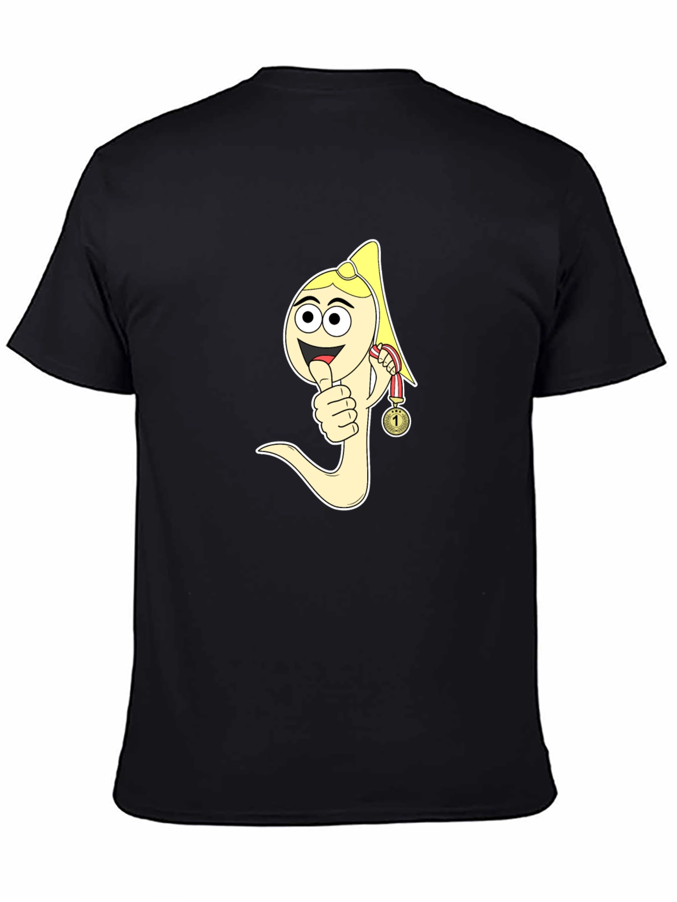 Black Funny Sperm Cartoon Graphic Black T-Shirt view 4