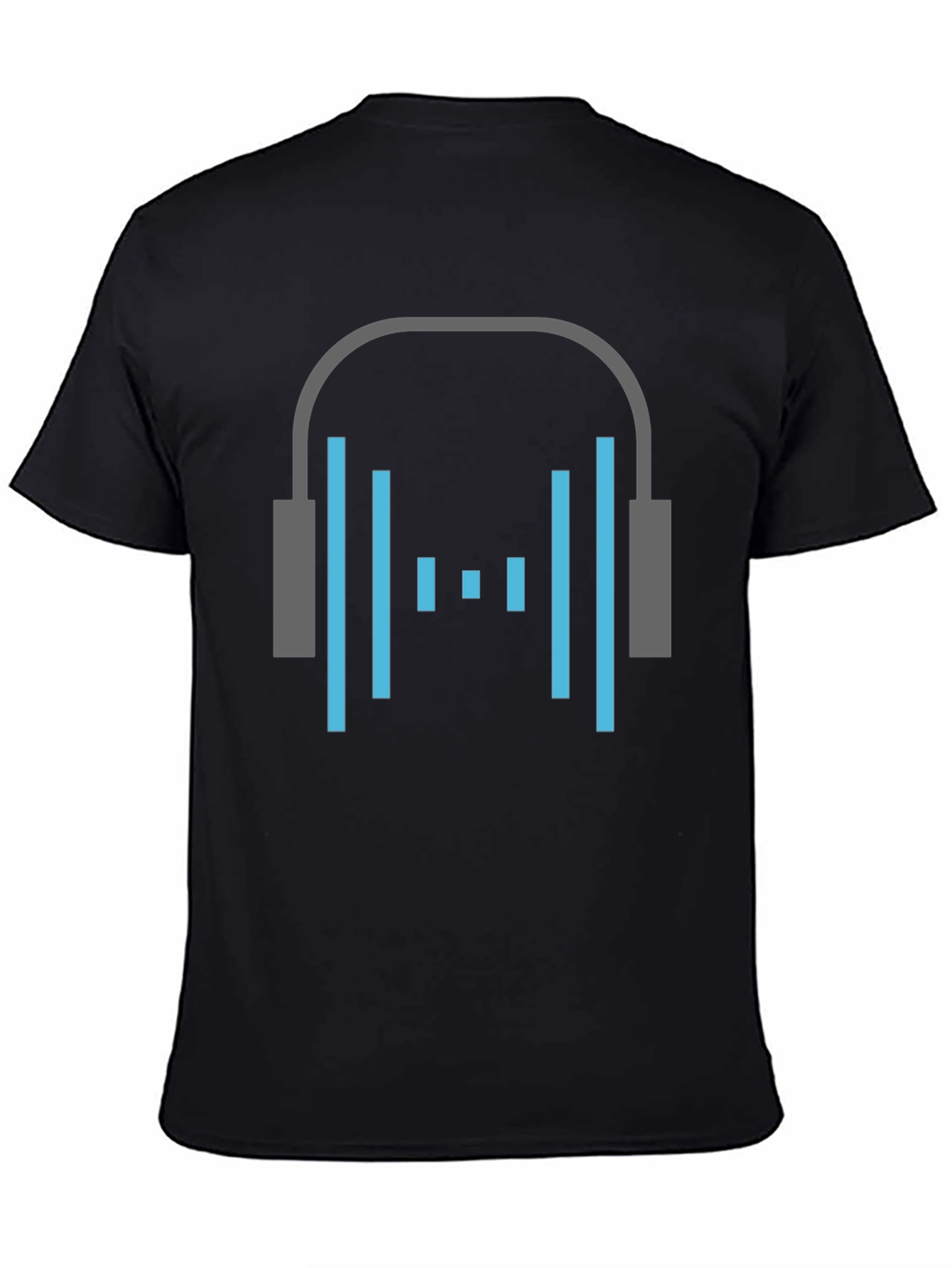 Black Headphone Graphic Tee - Stylish Black Cotton T-Shirt view 4