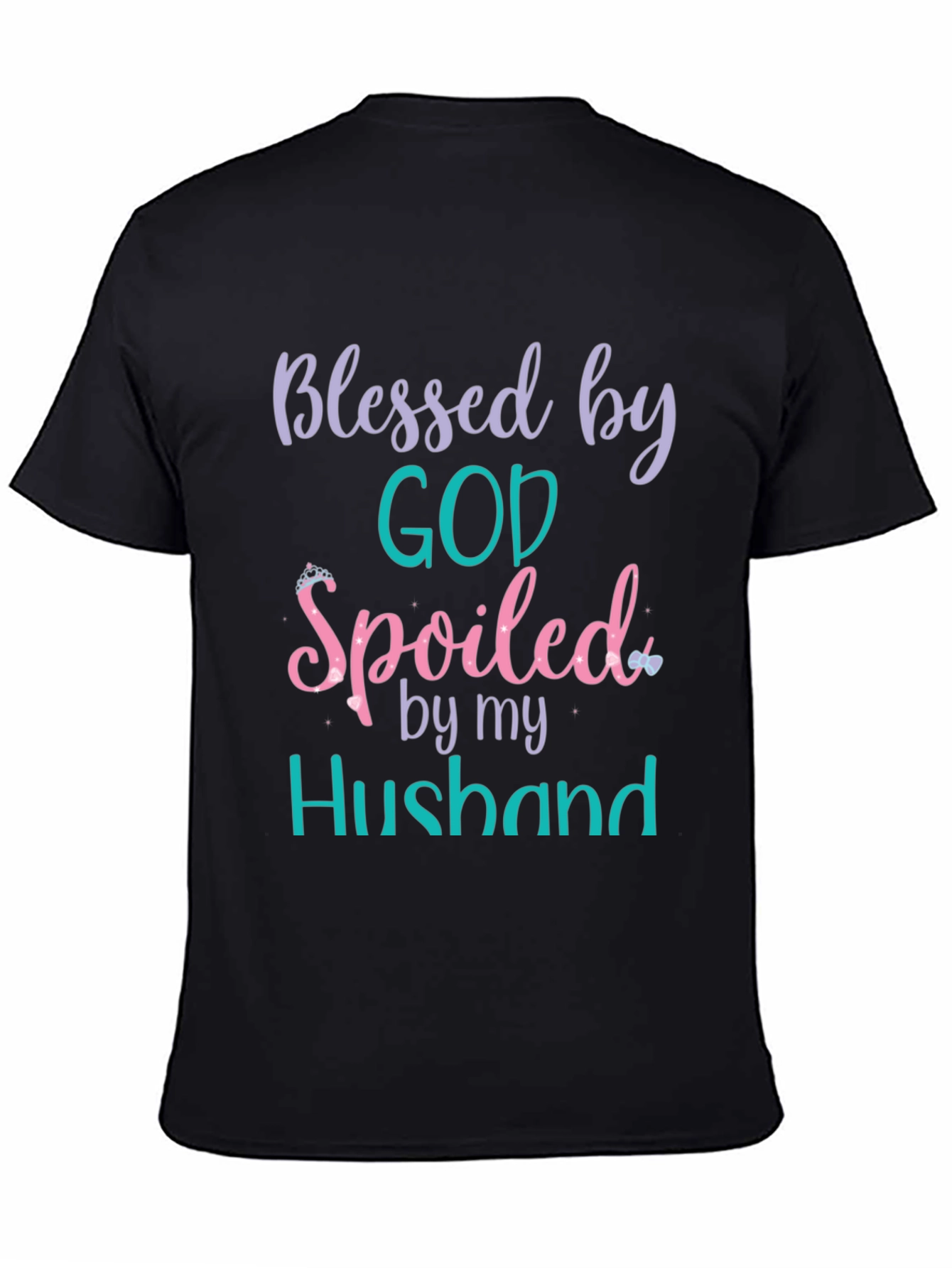 Black Blessed by God, Spoiled by My Husband T-Shirt view 4