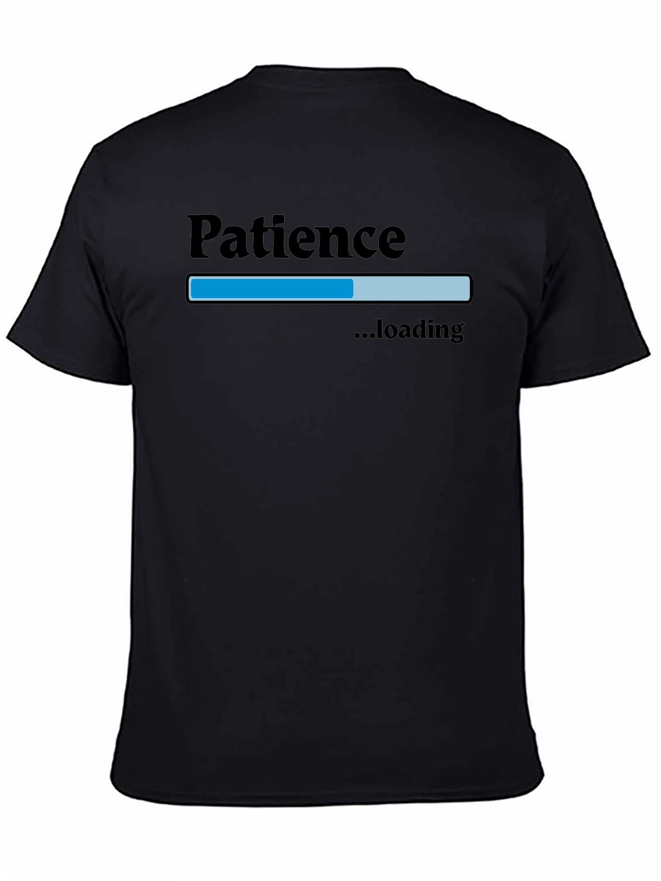 Black Patience Loading Men's Black Graphic T-Shirt view 4