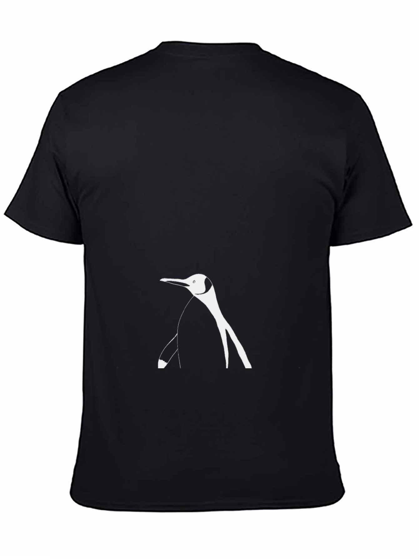 Black Abstract Penguin Graphic Tee - Black Cotton Blend Casual Top view 4