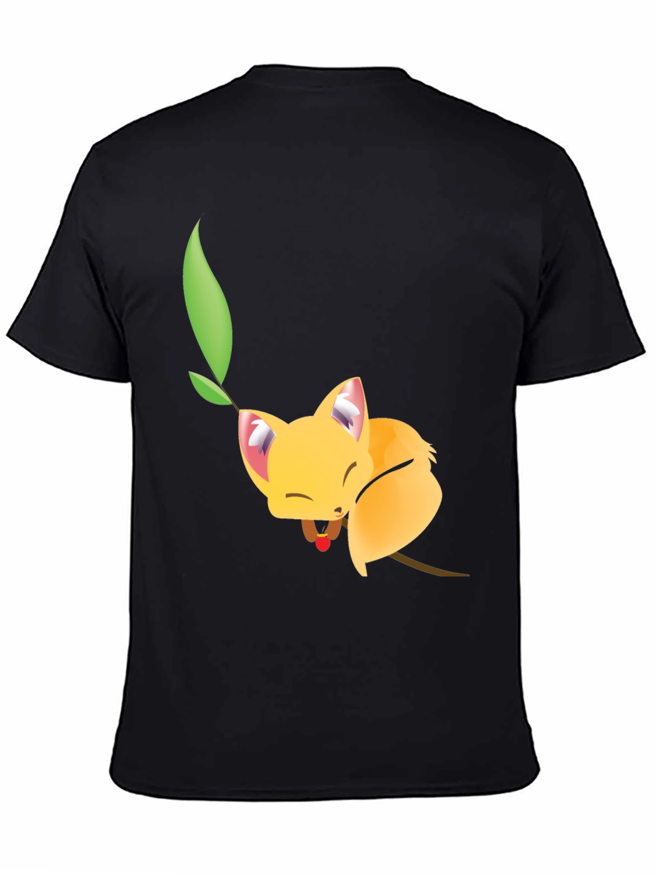 Black Cute Sleeping Fox Tee - Unique Graphic T-Shirt view 4