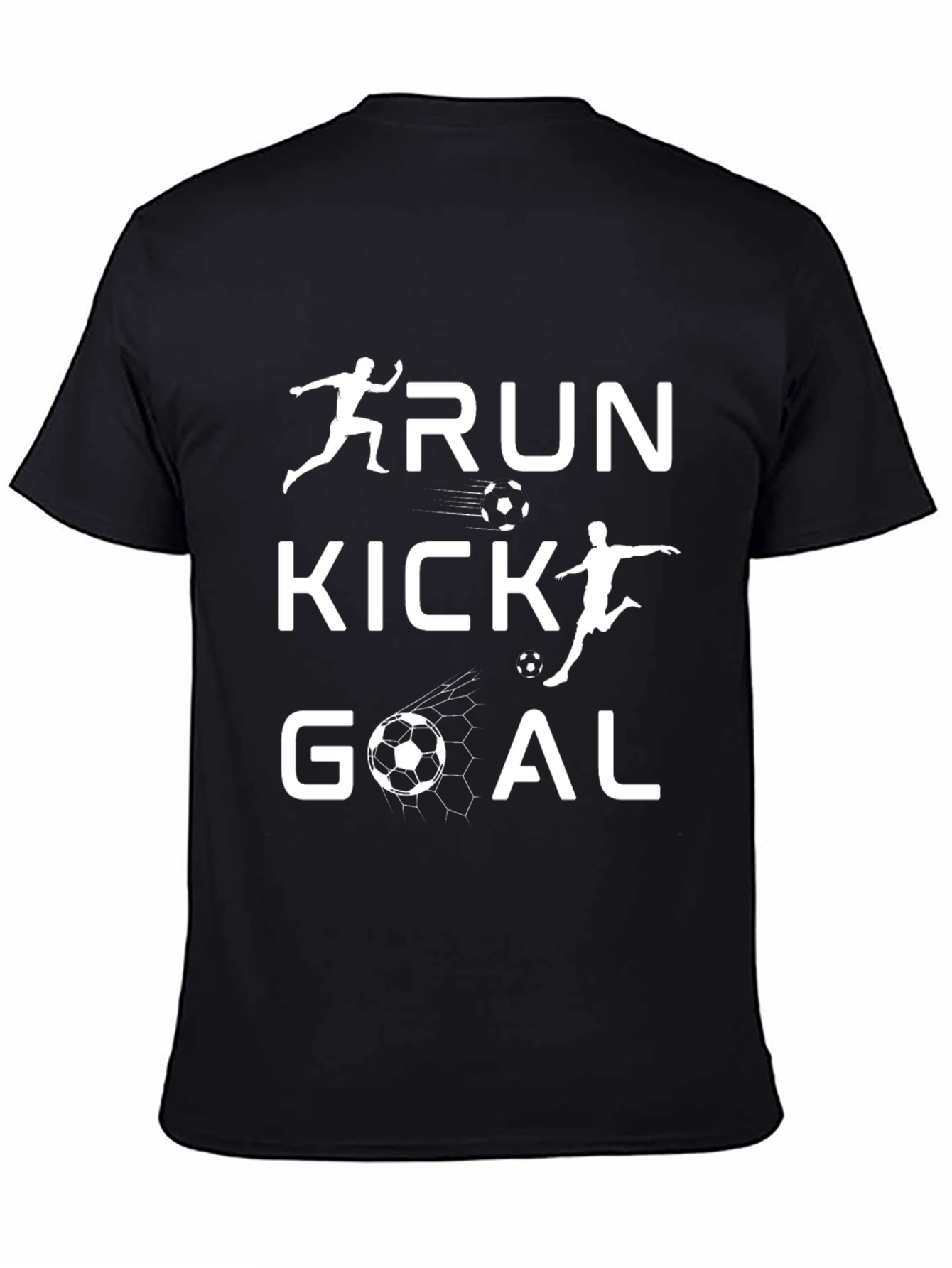 Run Kick Goal Soccer Graphic Tee - Black T-Shirt - 4