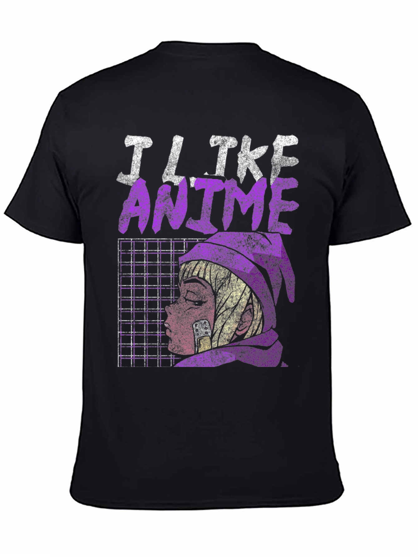Black I Like Anime Graphic T-Shirt view 4